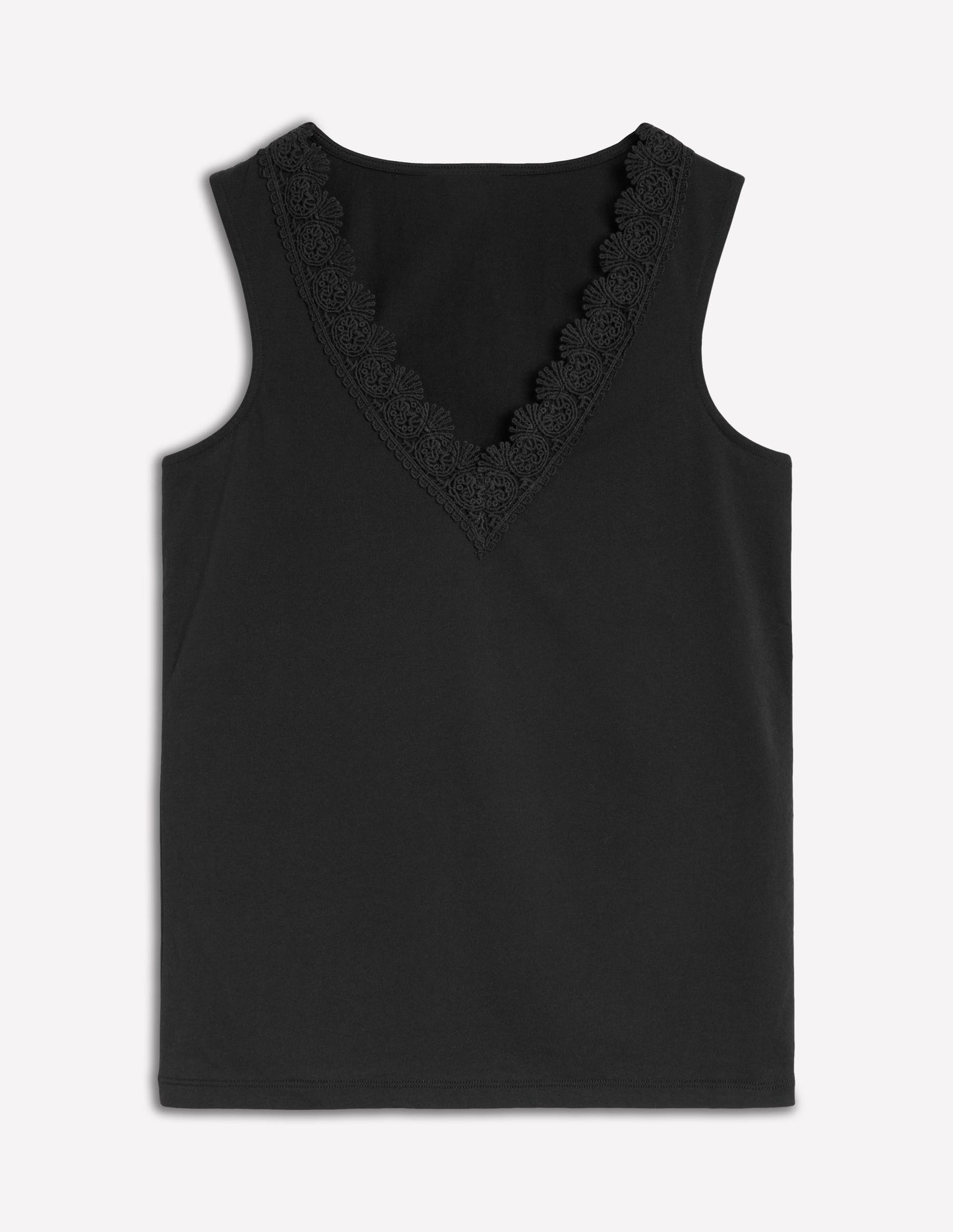 Flora Lace Trim Vest-Black