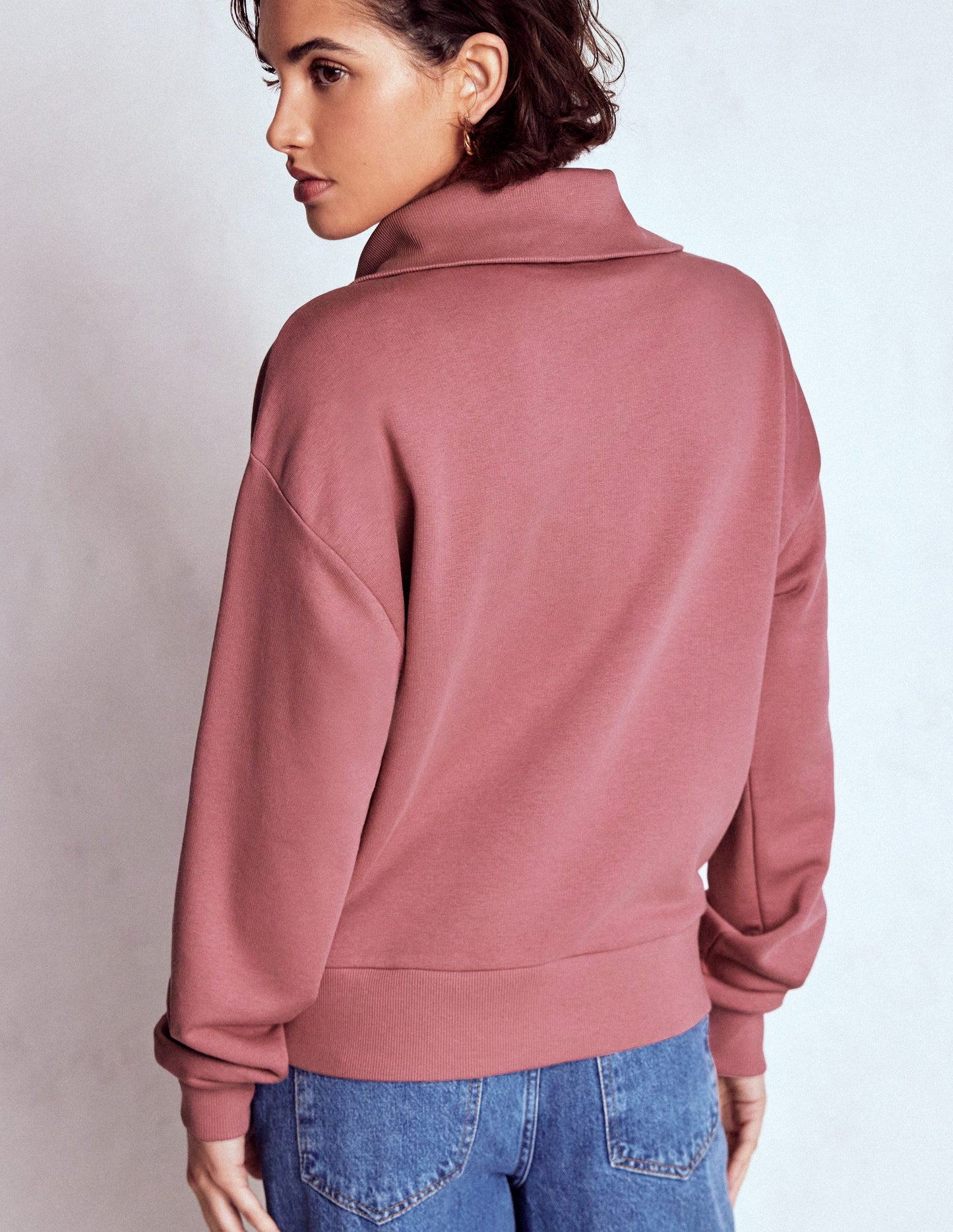 Panelled Half-zip Sweatshirt-Blushing Rose