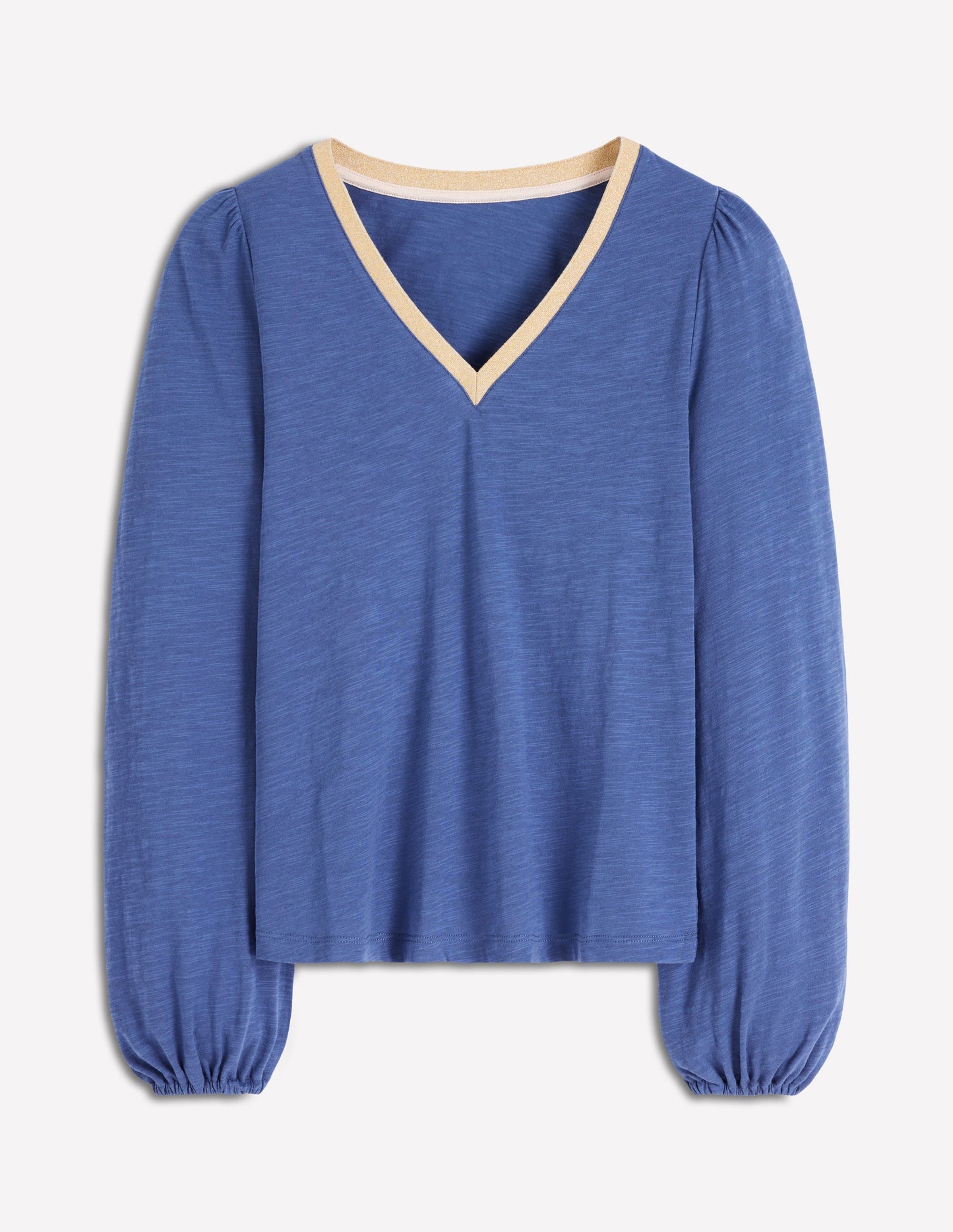 Metallic Trim Long Sleeve Top-True Navy