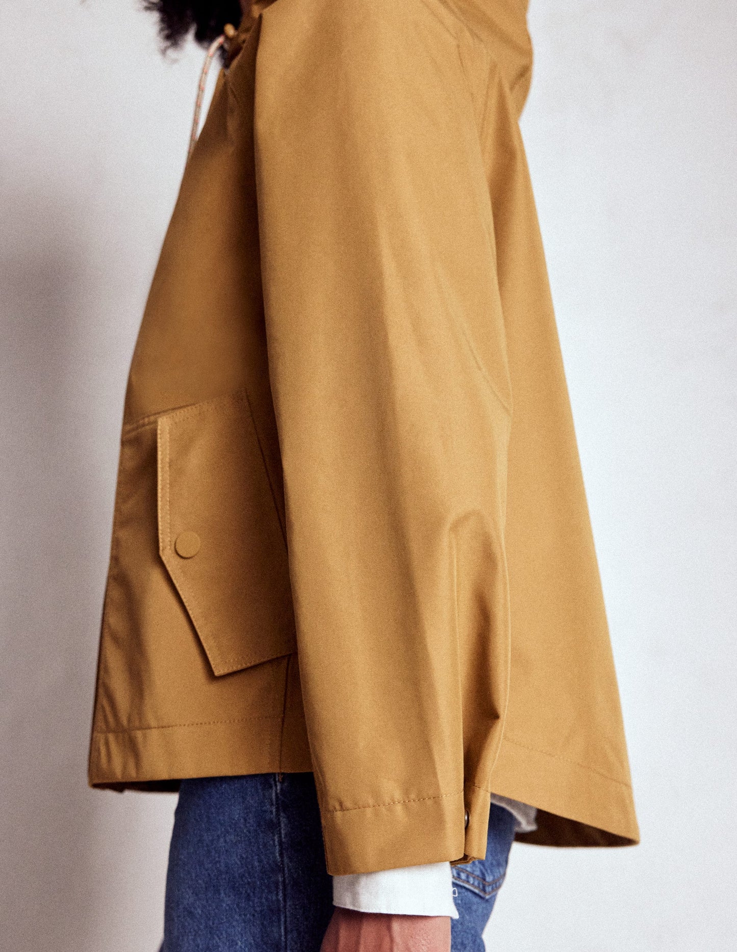 Cropped Rain Mac-Hazelnut Brown