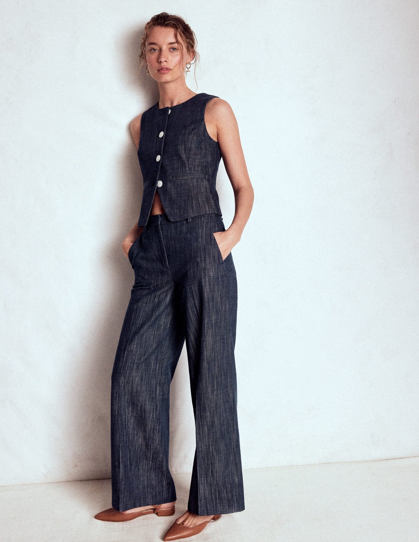 Tailored Twill Waistcoat-Indigo