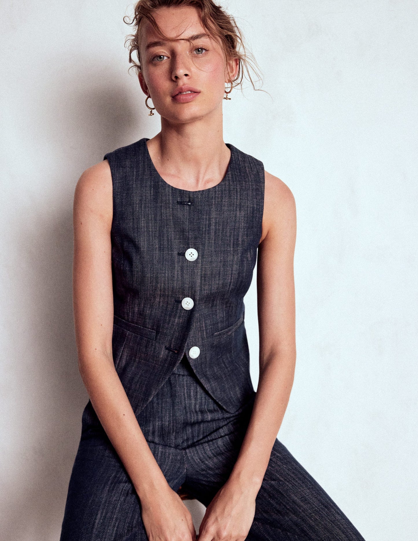 Tailored Twill Waistcoat-Indigo