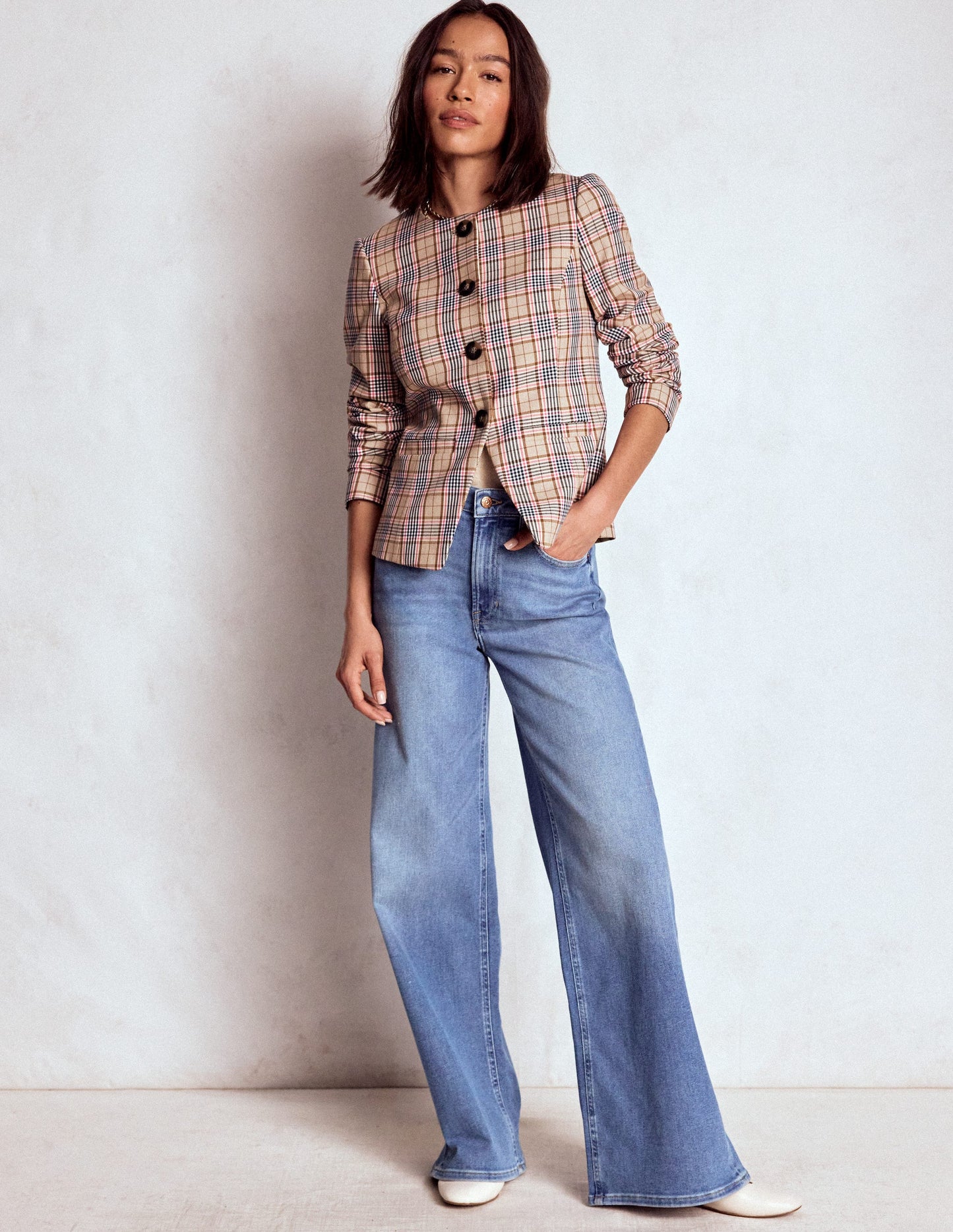 Hampstead Check Blazer-Brown, Pink & Navy Check