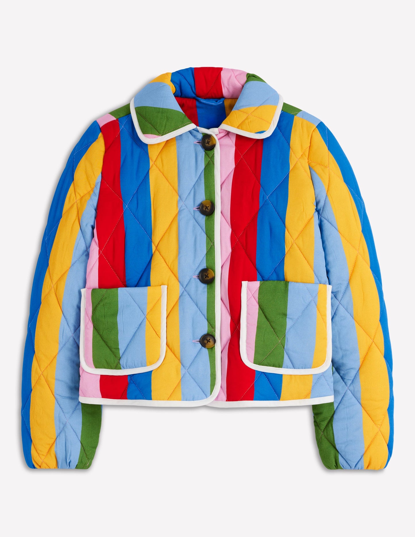Fitzrovia Quilted Jacket-Rainbow Stripe