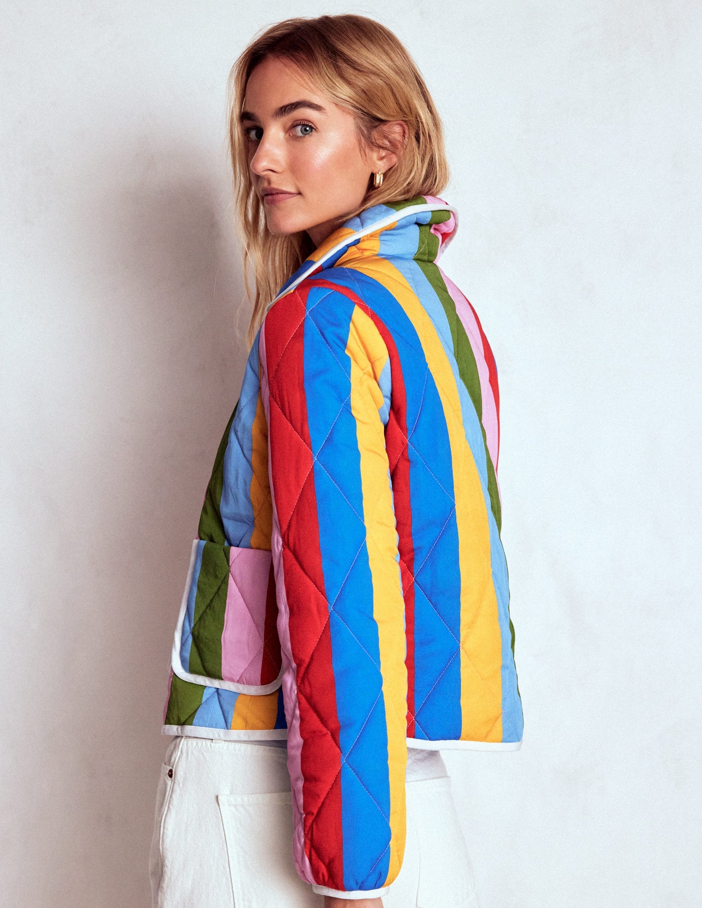 Fitzrovia Quilted Jacket-Rainbow Stripe