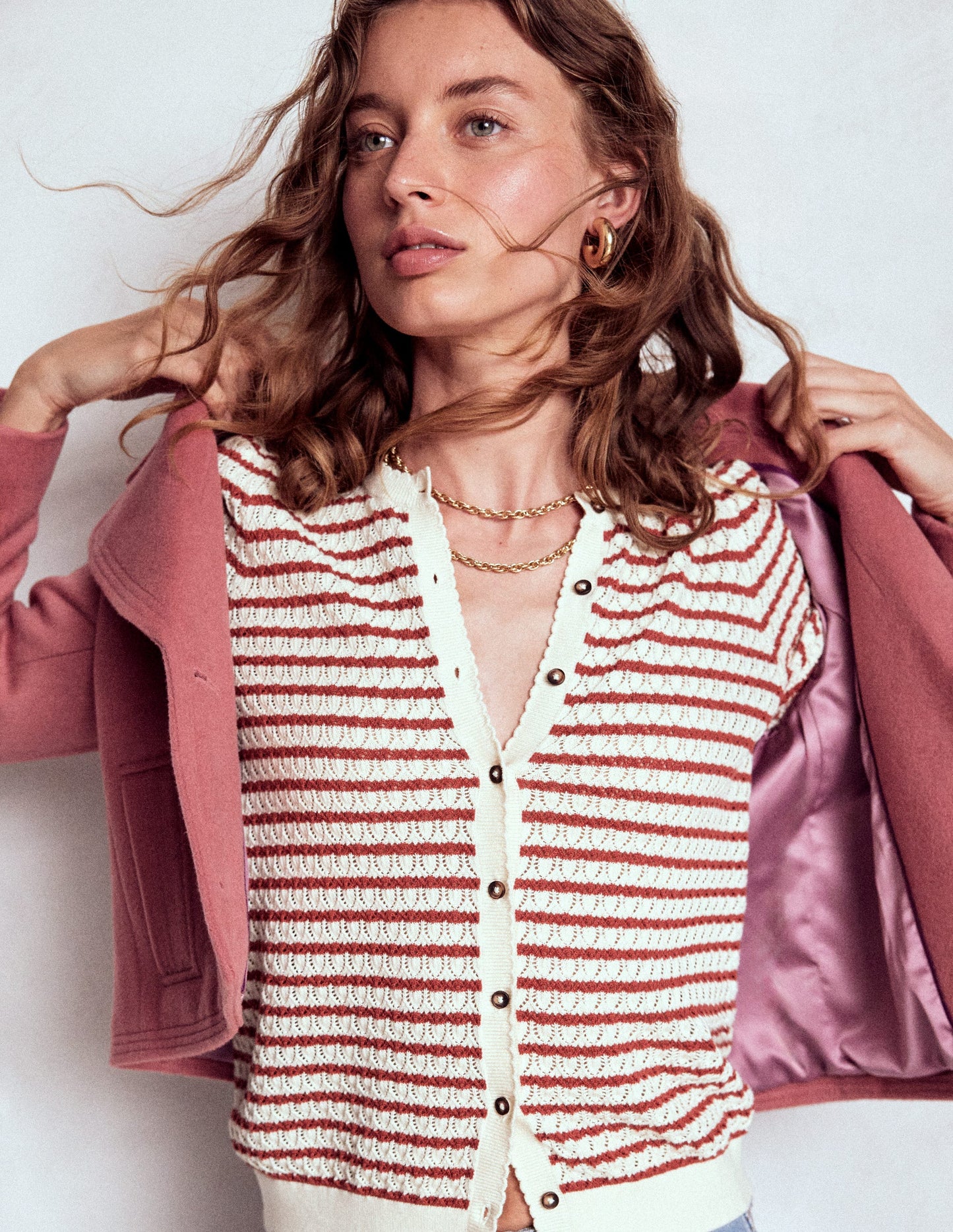 Topstitch Jacket-DUSTY PINK