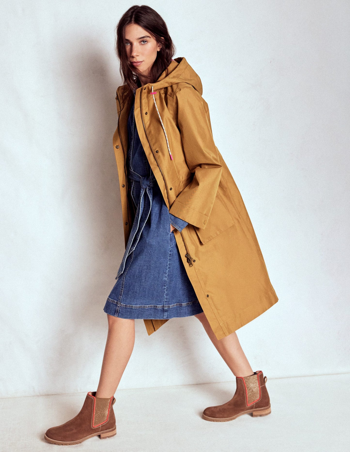 Longline Rain Mac-Hazelnut Brown