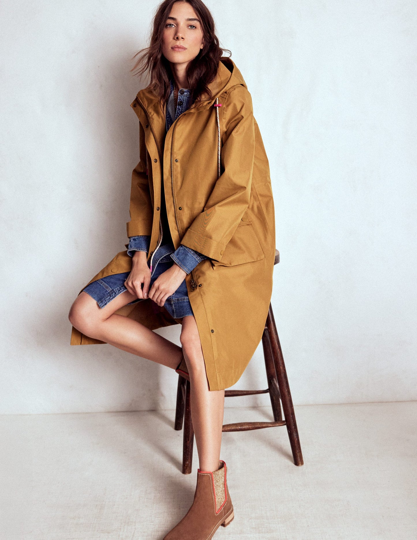 Longline Rain Mac-Hazelnut Brown