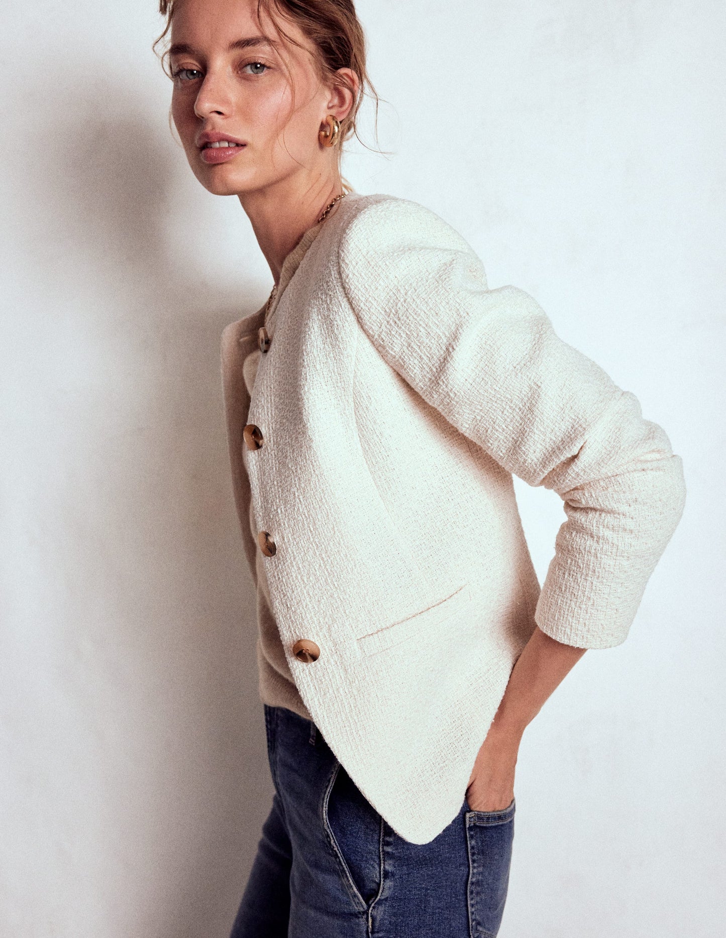 Hampsted Textured Blazer-Cream Texture