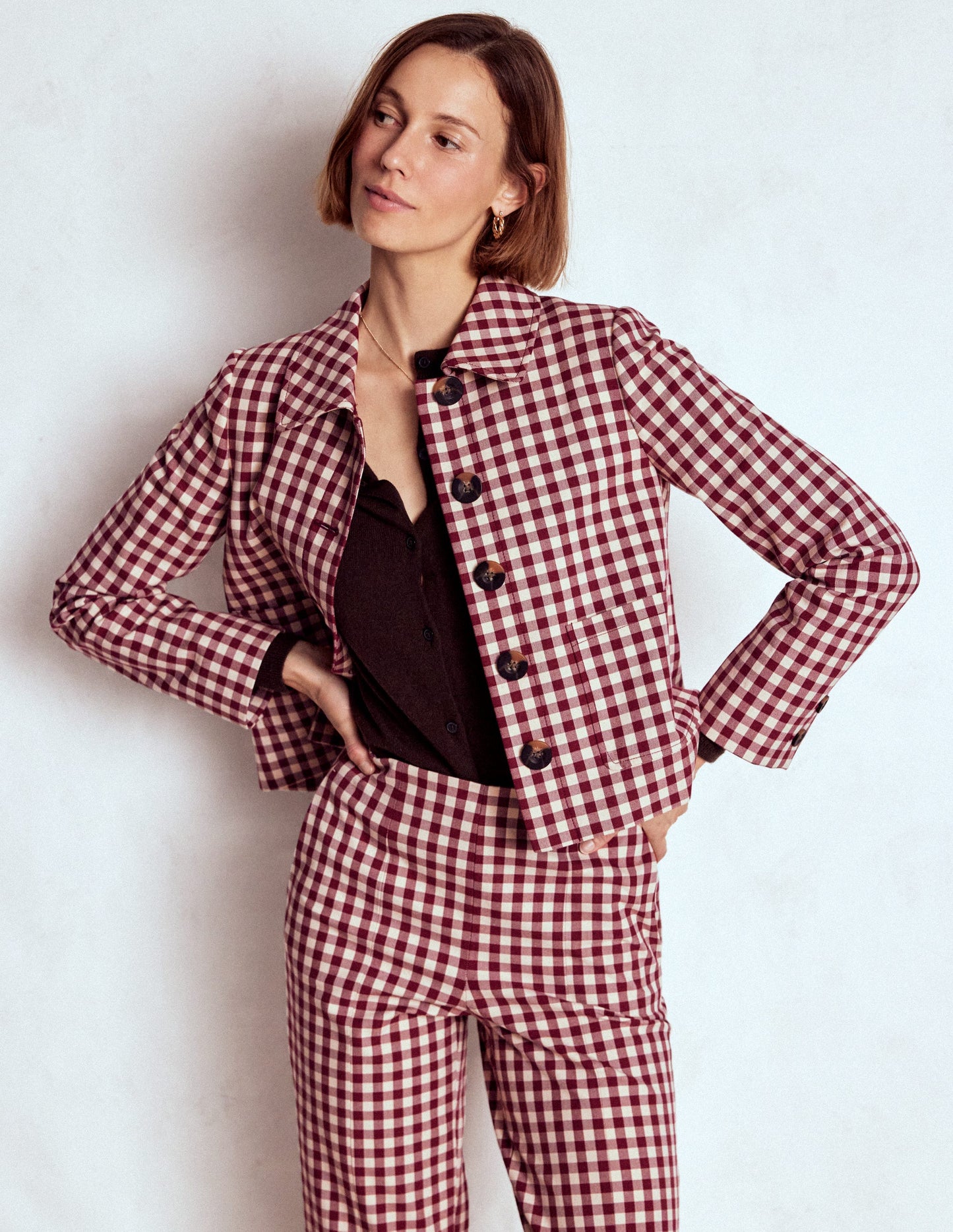 Knightsbridge Gingham Jacket-Chestnut Gingham