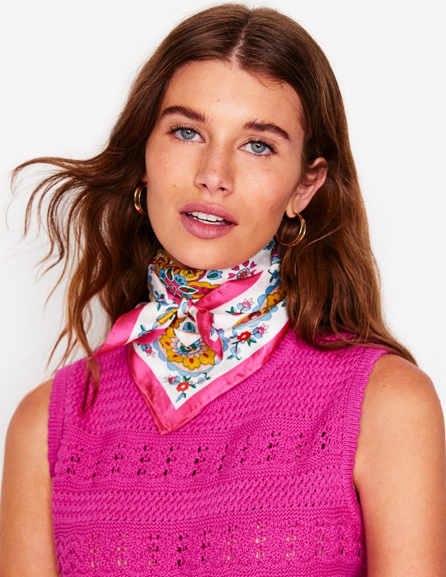 Silk Square Scarf-Multi, Botanical Paisley