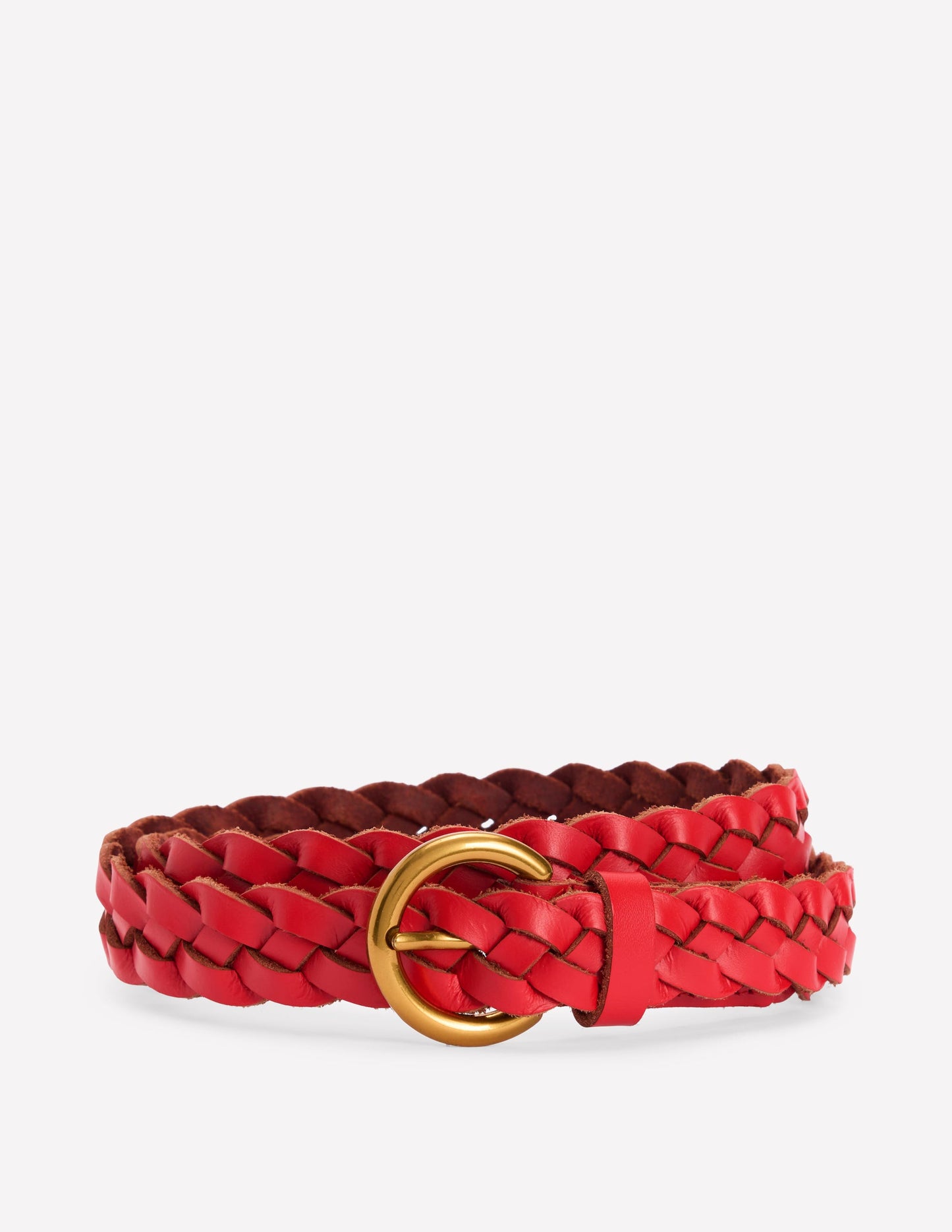 Skinny Plaited Belt-Post Box Red