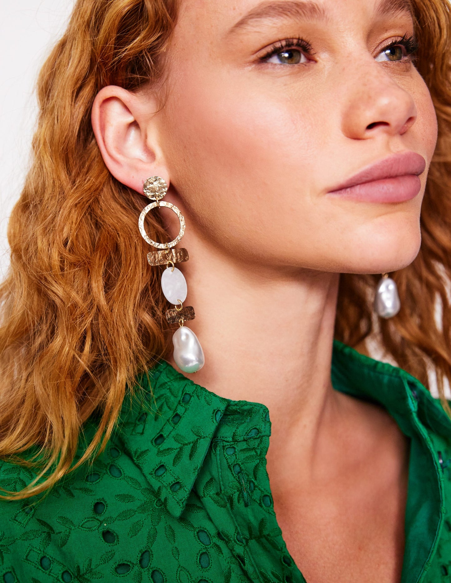 Statement Drop Earrings-Gold/Pearl
