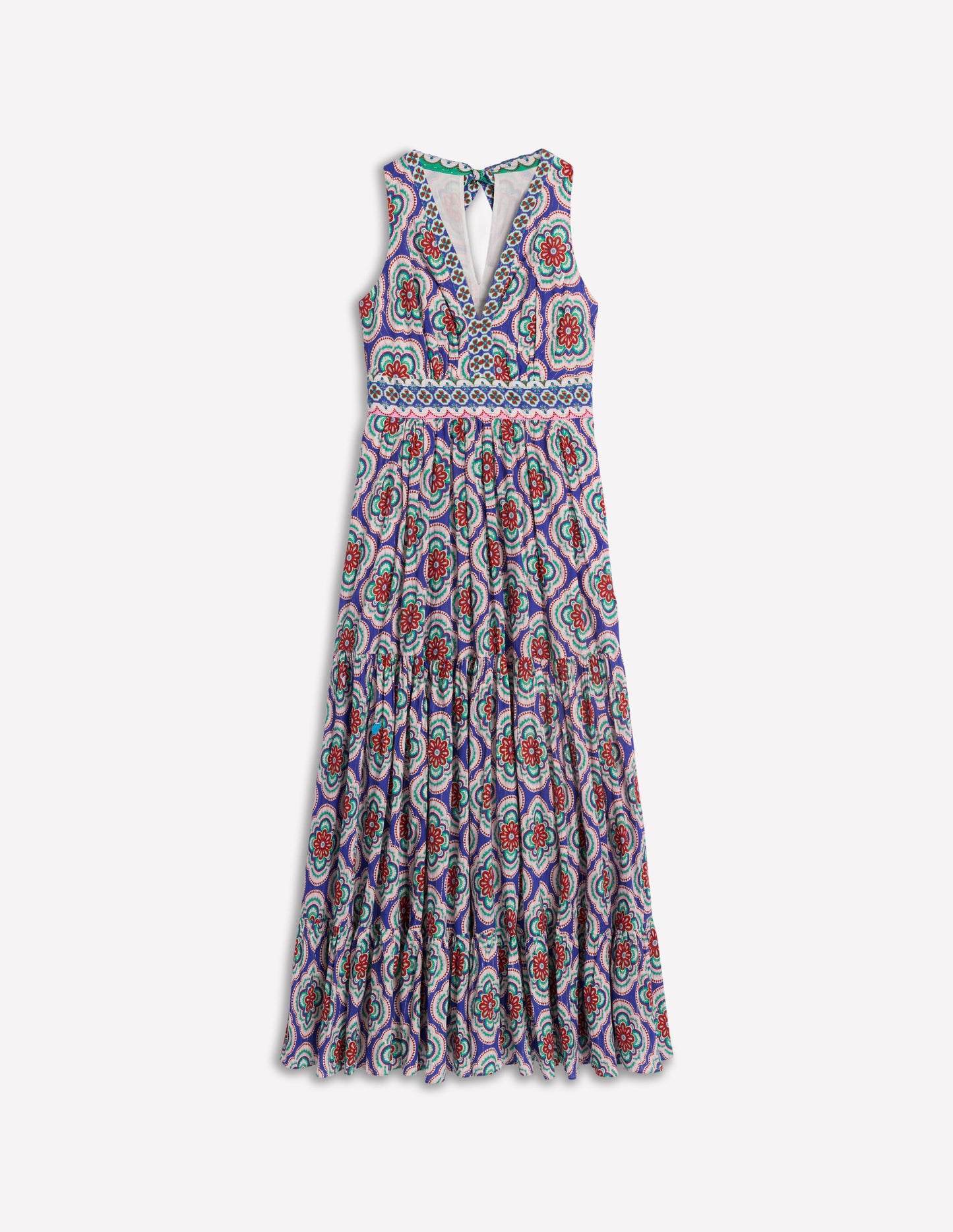Serena Cotton Tie Maxi Dress-Bright Blue, Botanic Blush