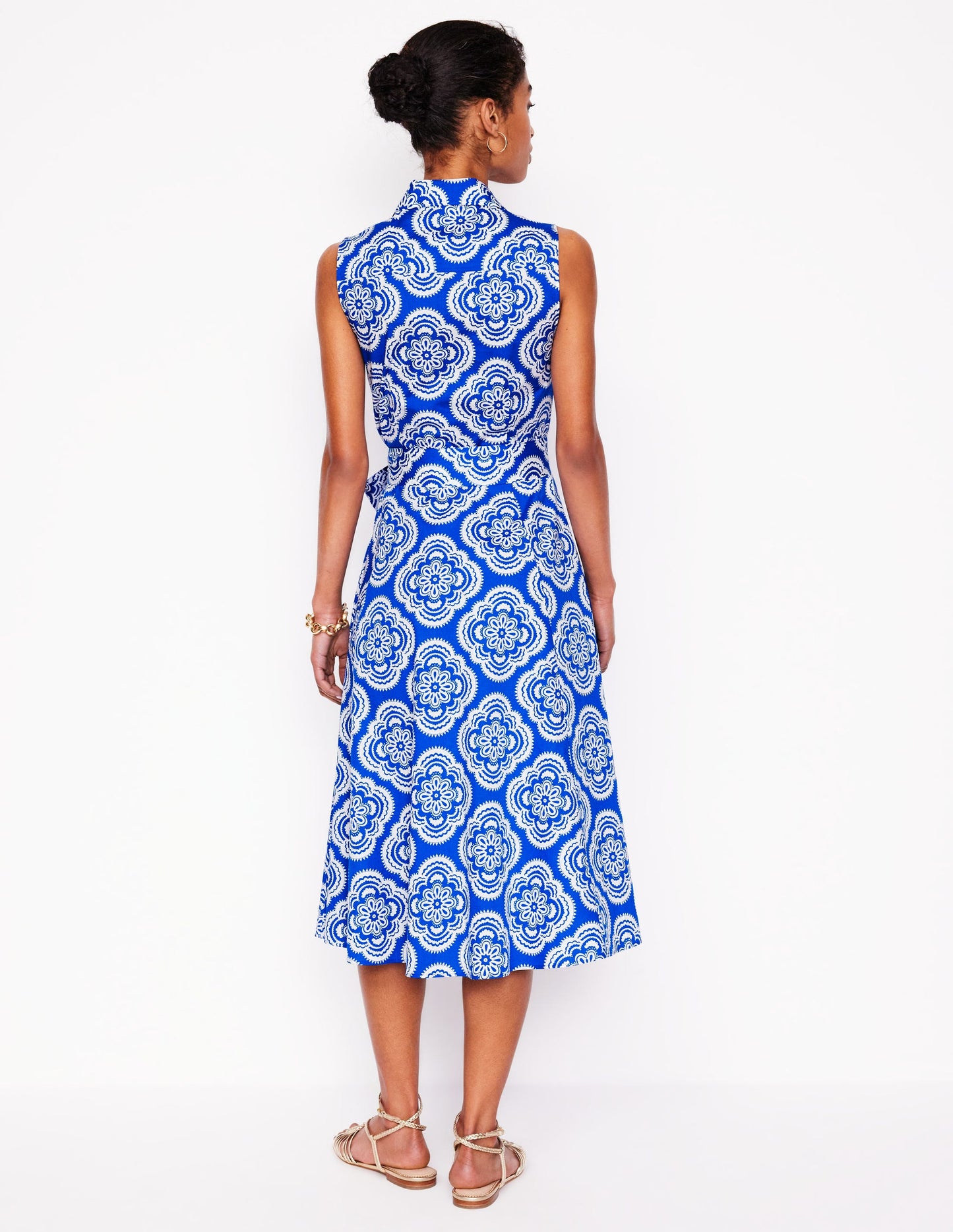 Amy Sleeveless Shirt Dress-Gallery Blue, Botanic Blush