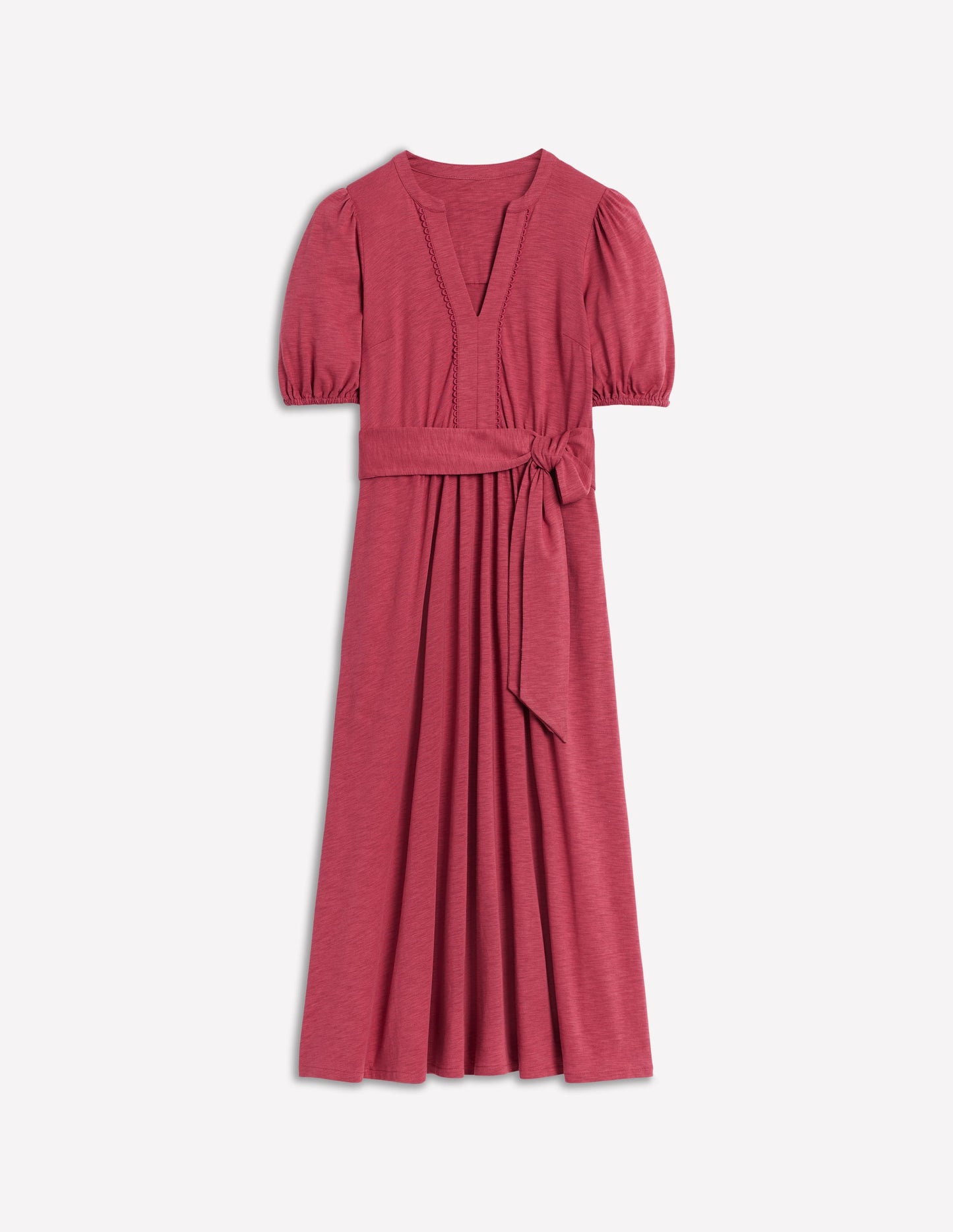 Sofia Trim Jersey Midi Dress-Terracotta Red