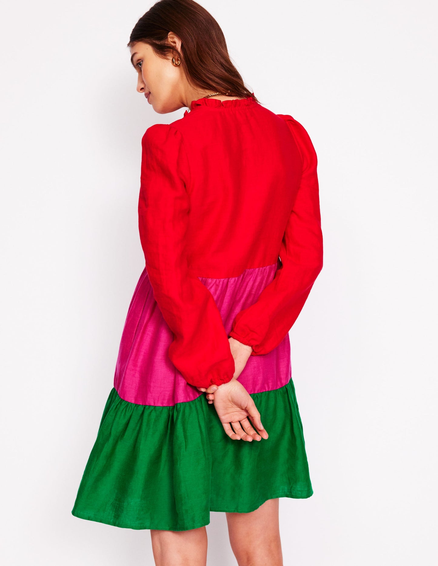 Esme Linen Short Dress-Colourblock