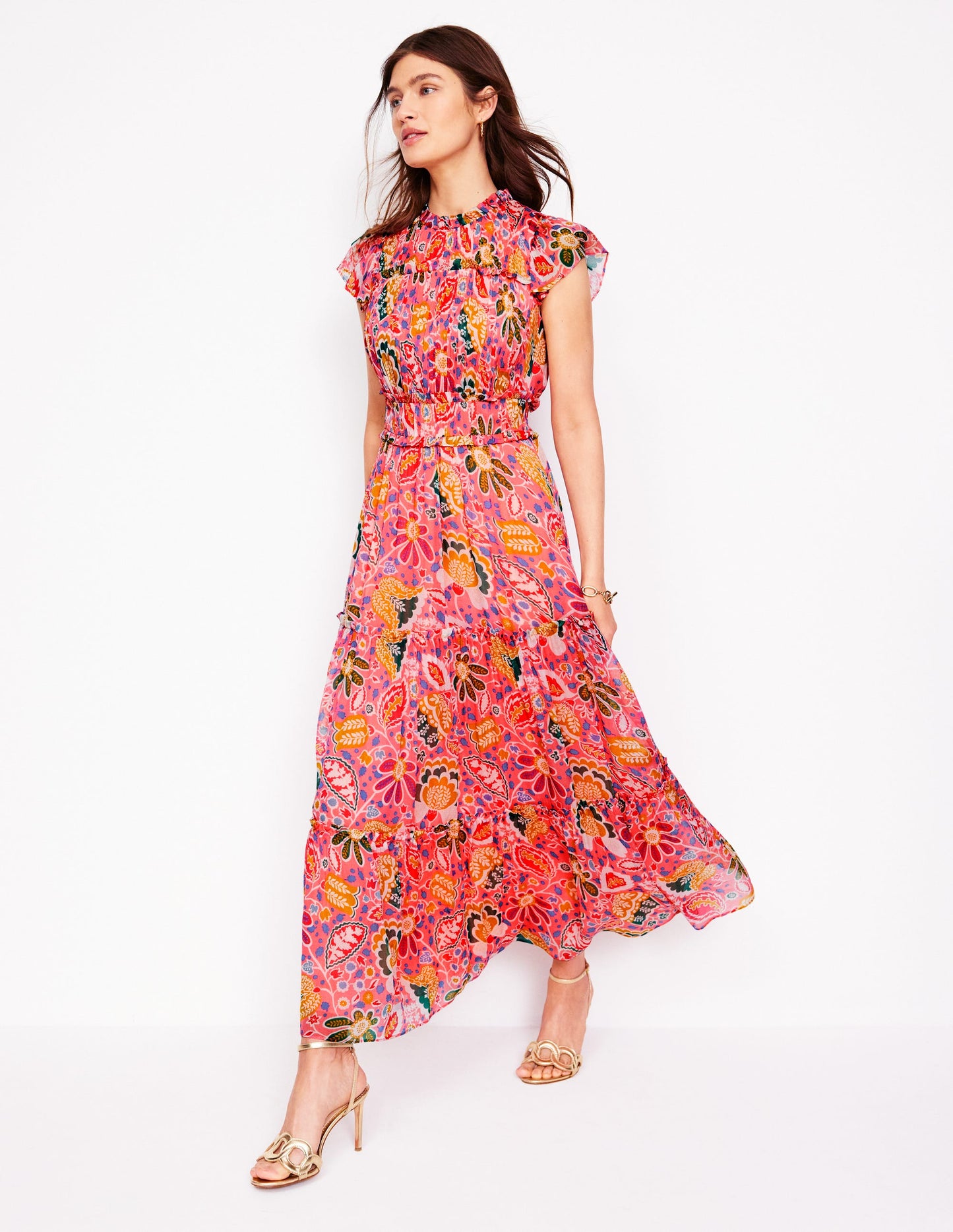 High Neck Sleeveless Dress-Multi, Flourishing Blooms
