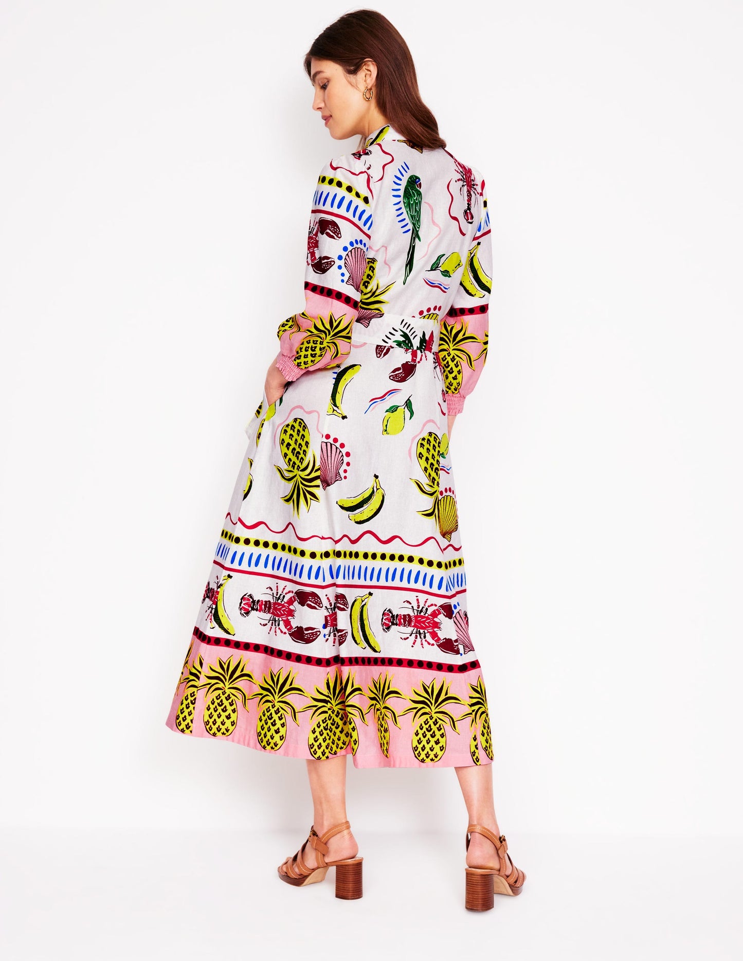 Clara Linen Blend Shirt Dress-Multi, Tropical Bonanza