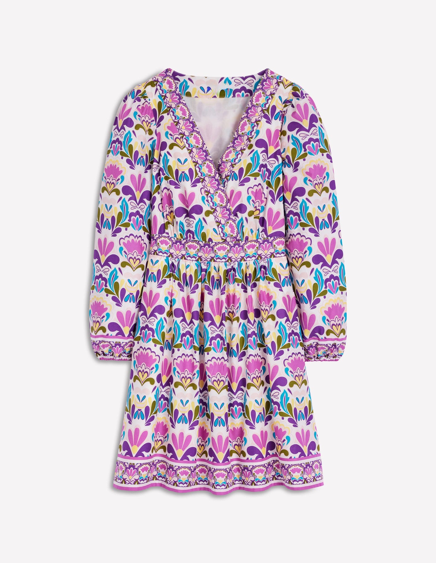 Mya Cotton Short Dress-Royal Purple, Freesia Stamp