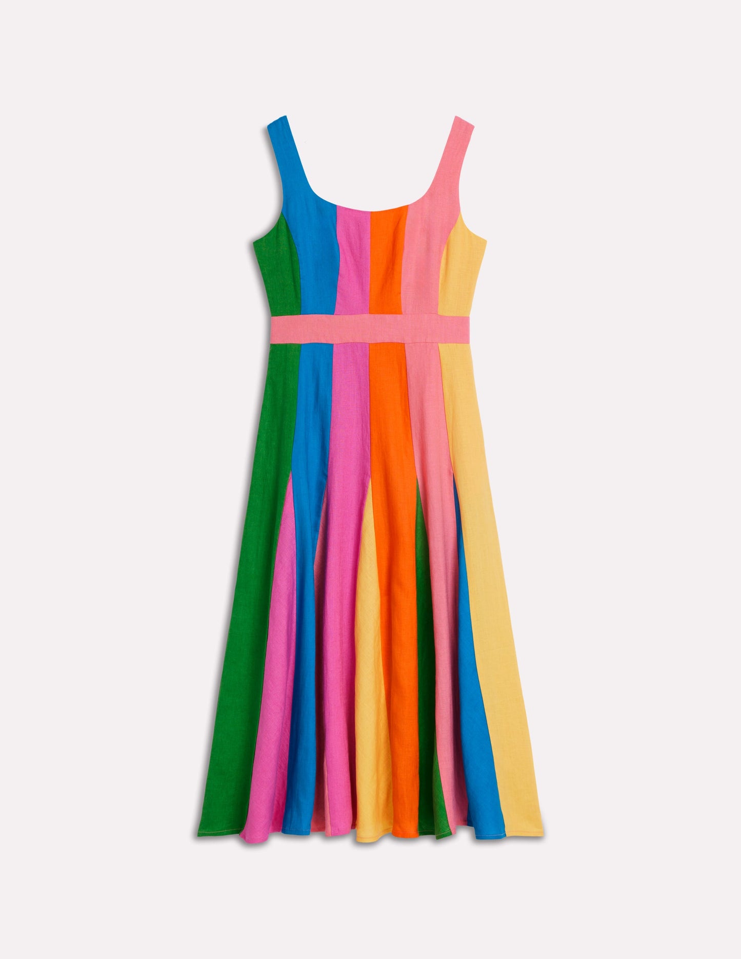 Seam Detail Fit & Flare Dress-Multi Colourblock