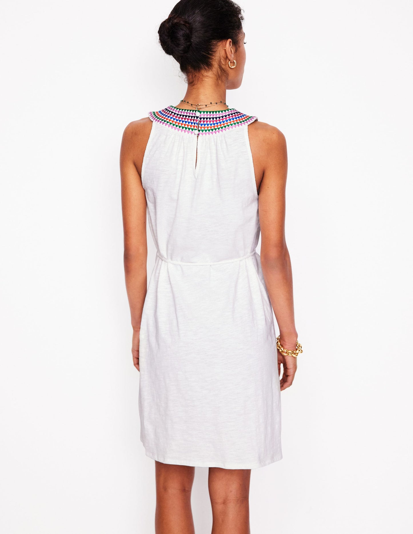 Eleni Embroidered Short Dress-White
