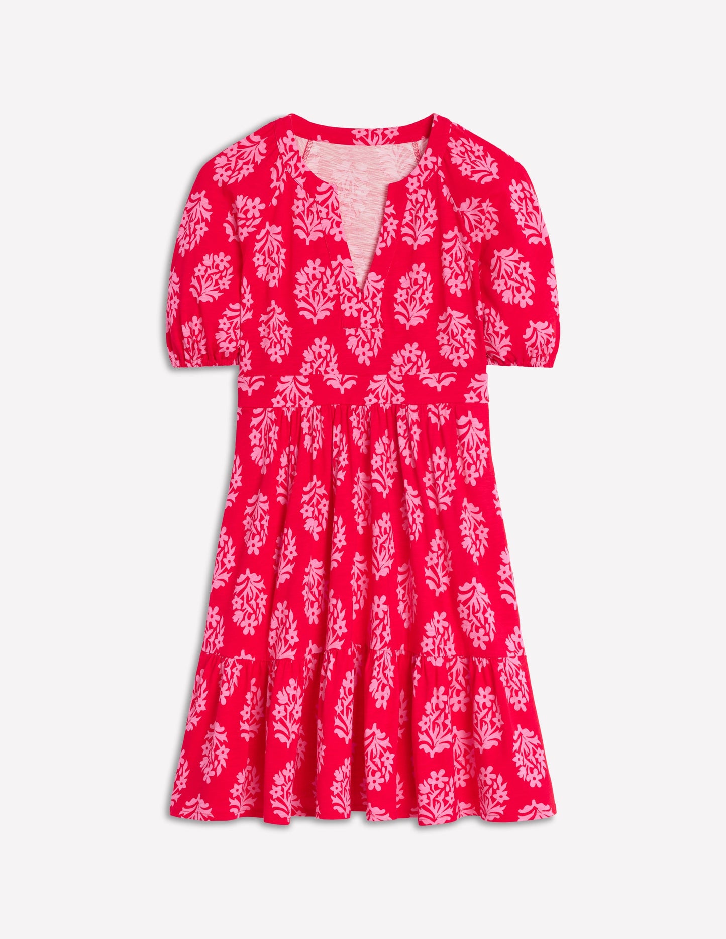 Piper Short Jersey Dress-Poppy Red, Posy Stamp