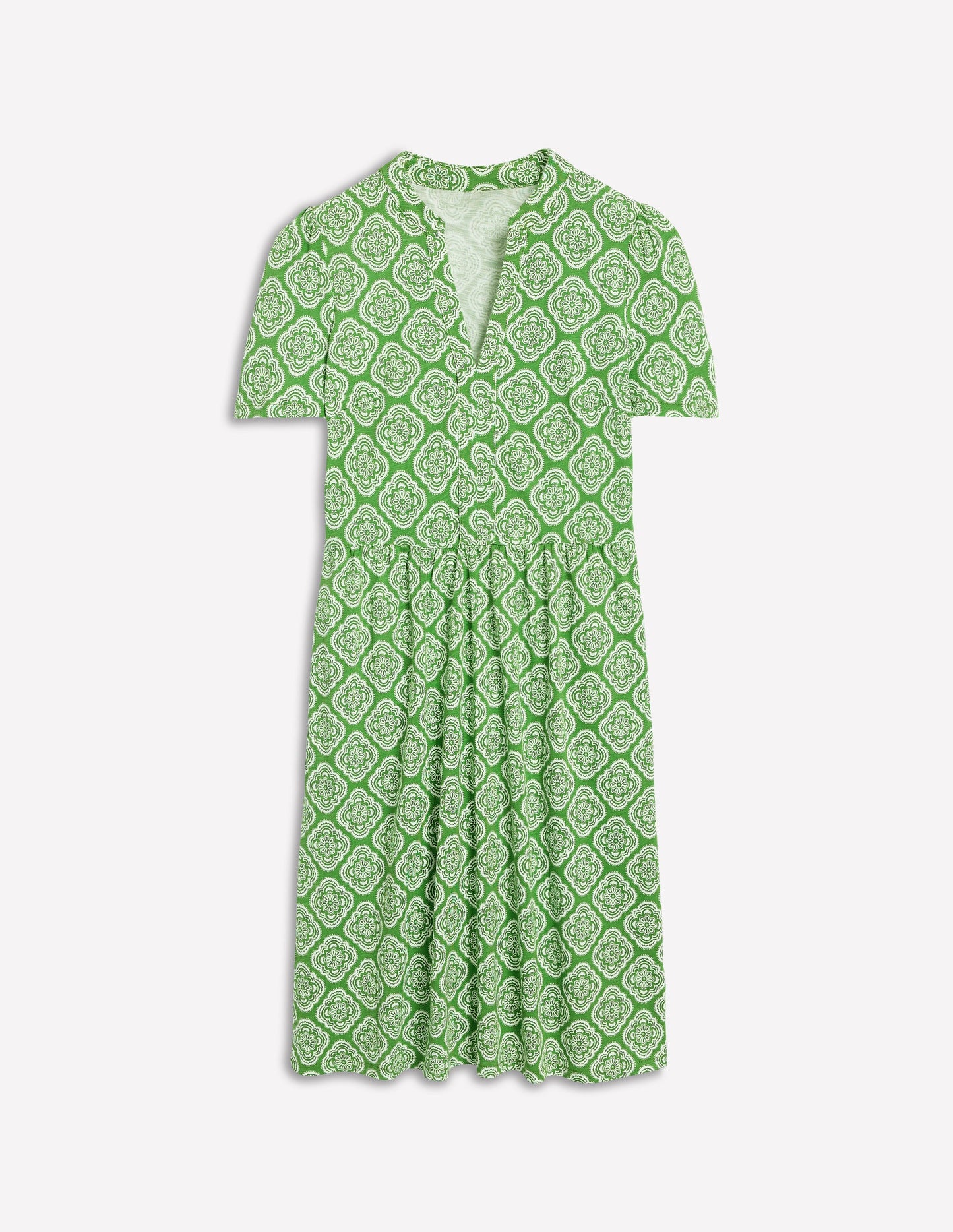 Naomi Short Sleeve Dress-Paradise Green, Botanic Blush
