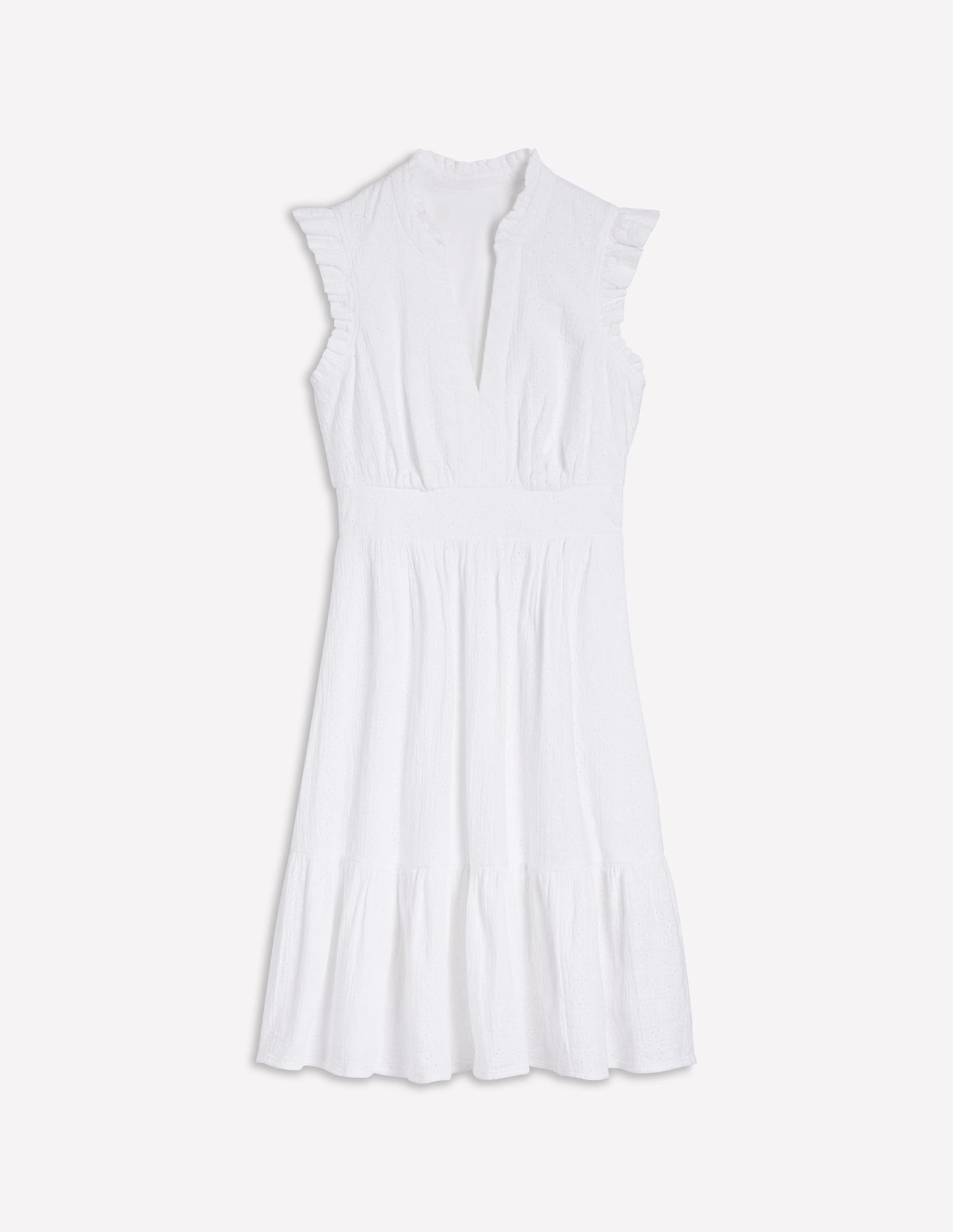 Wren Double Cloth Short Dress-White