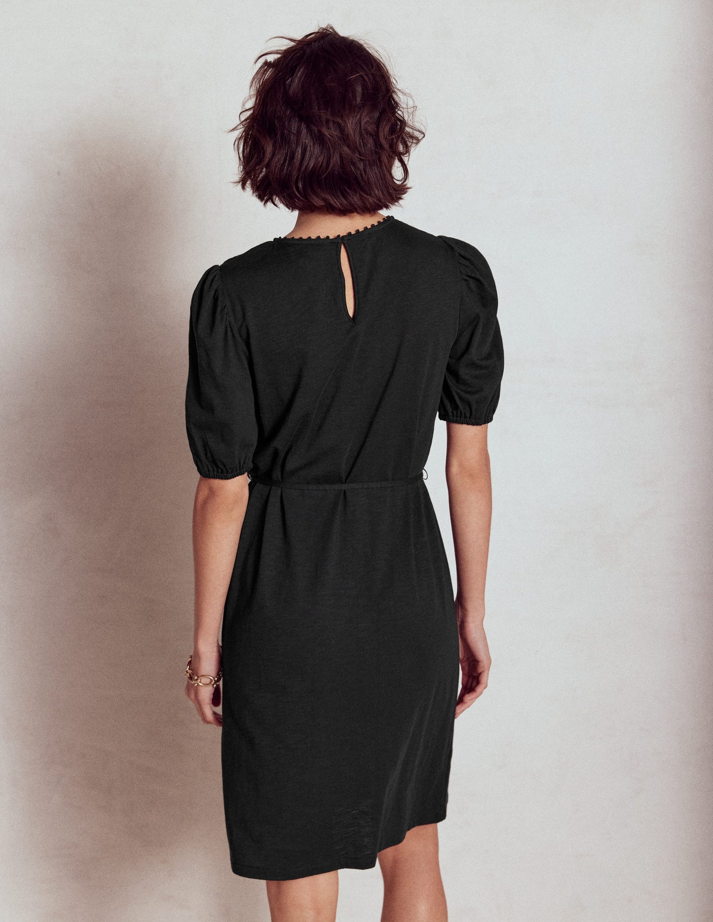 Cutwork Detail Short Dress-Black