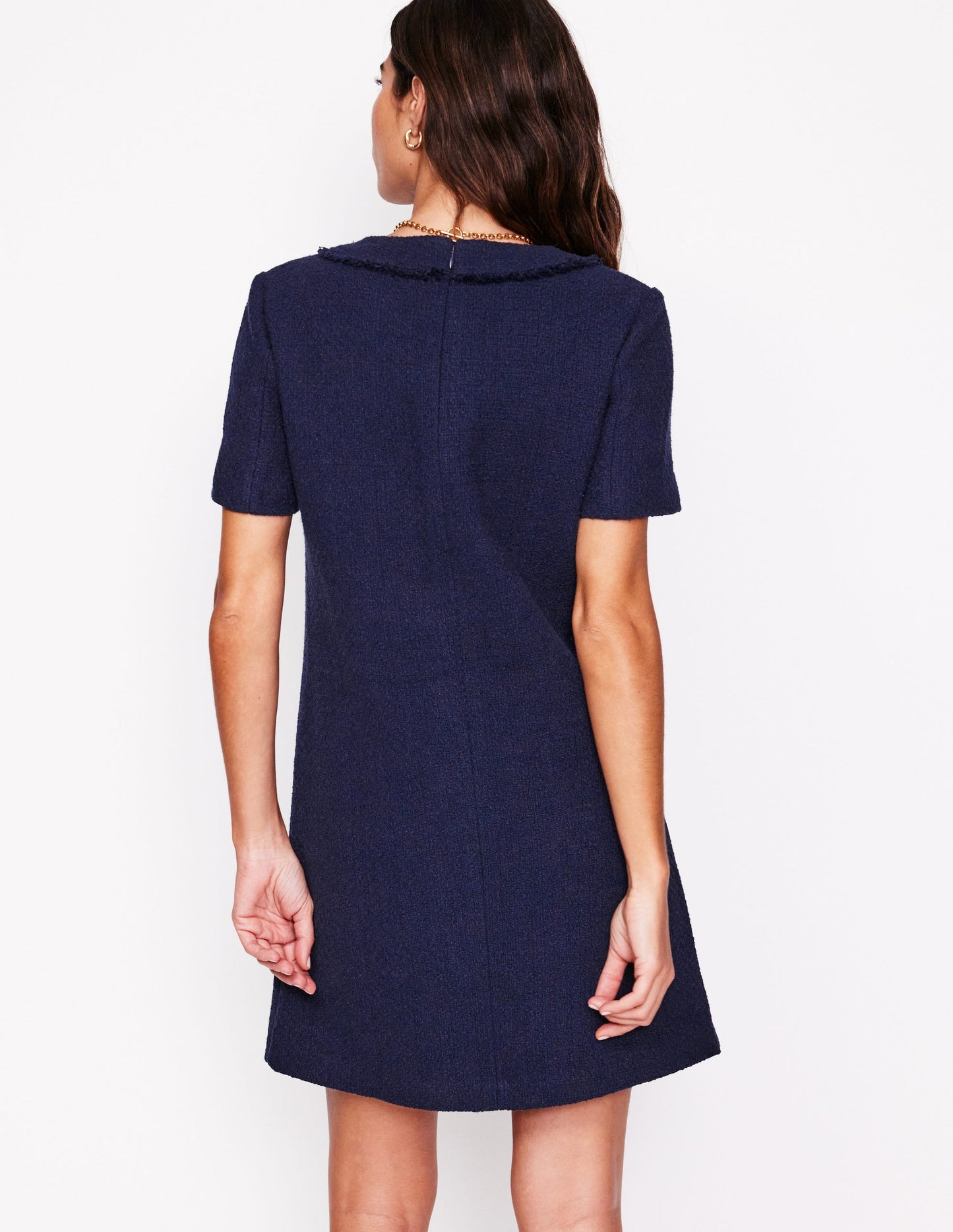 Evita Cotton Shift Dress-Navy