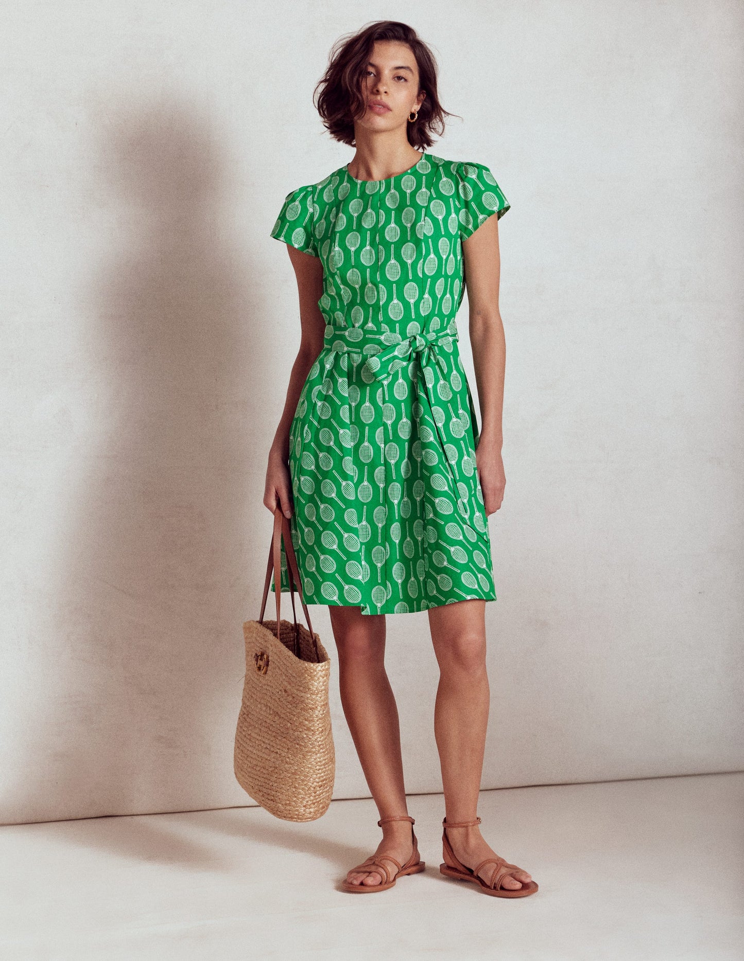 Imo Cotton Short Dress-Rich Emerald, Tennis