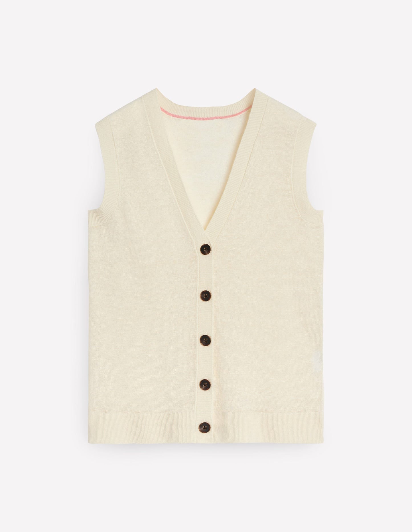 V-Neck Linen Waistcoat-Warm Ivory