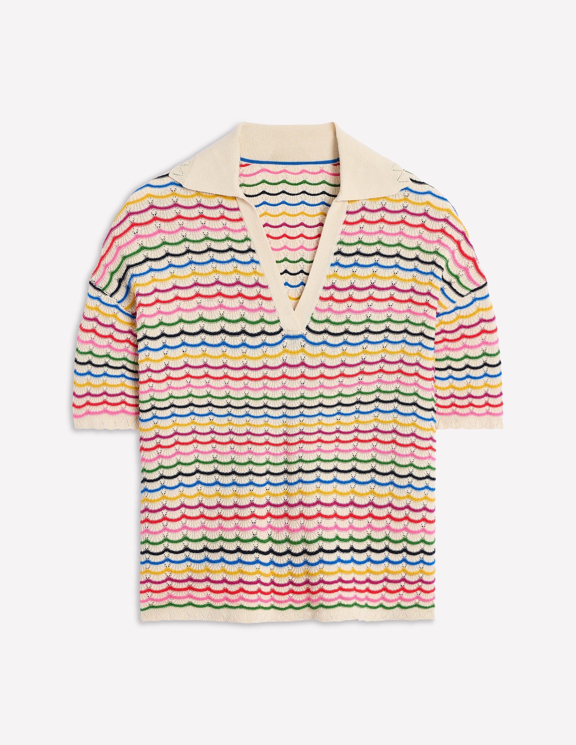 Collared Henley Jumper-Multi, Rainbow-5