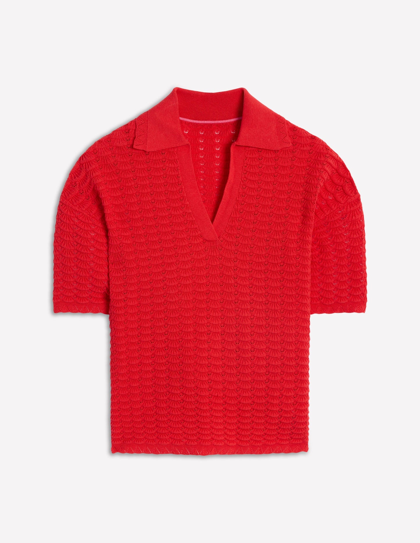 Collared Henley Jumper-Strawberry Tart Red