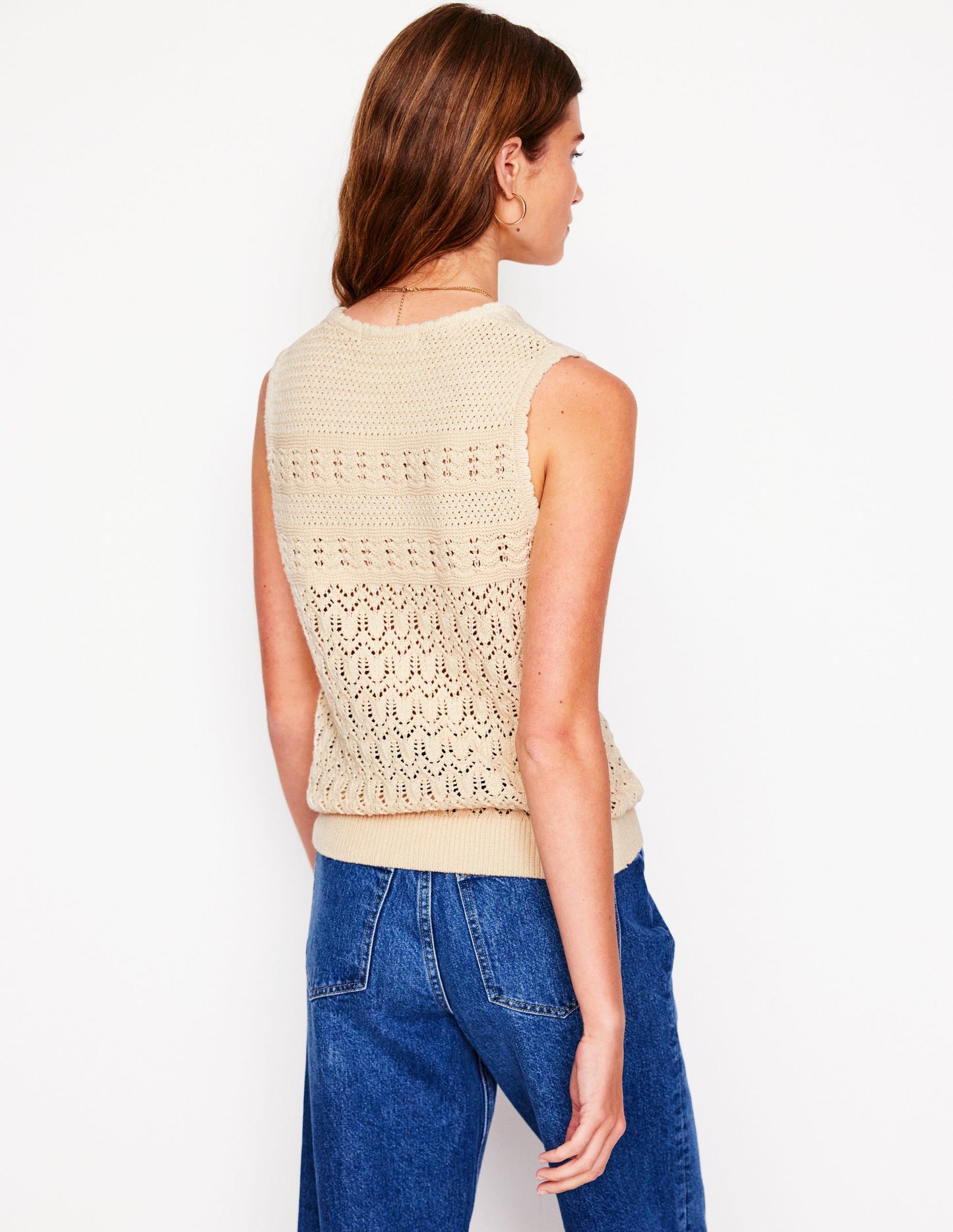 Cotton Stitch Crew Tank-Warm Ivory