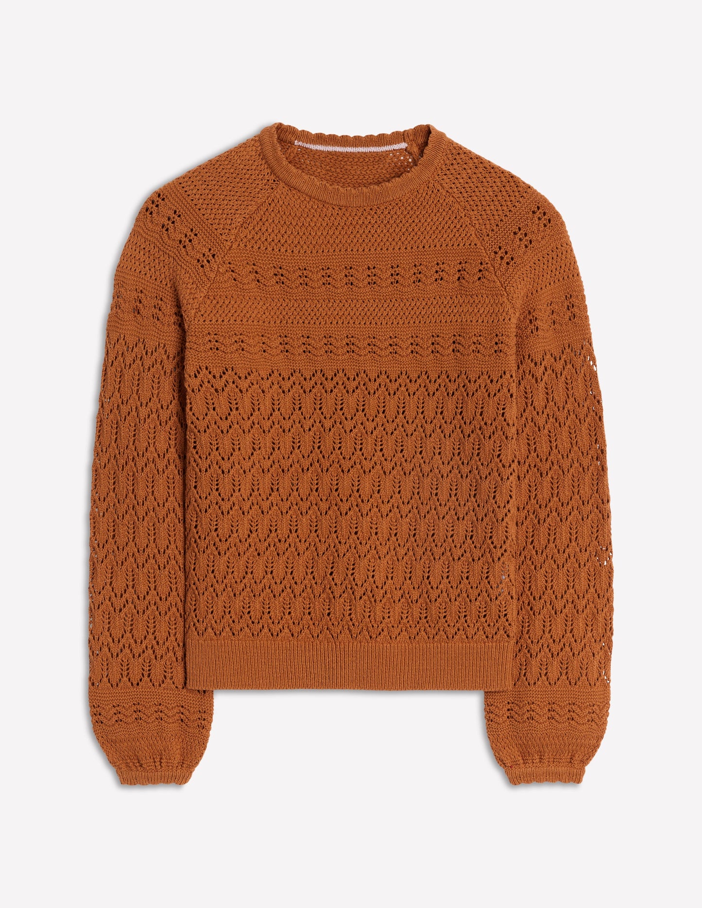 Cotton Stitch Crew Jumper-Copper Brown