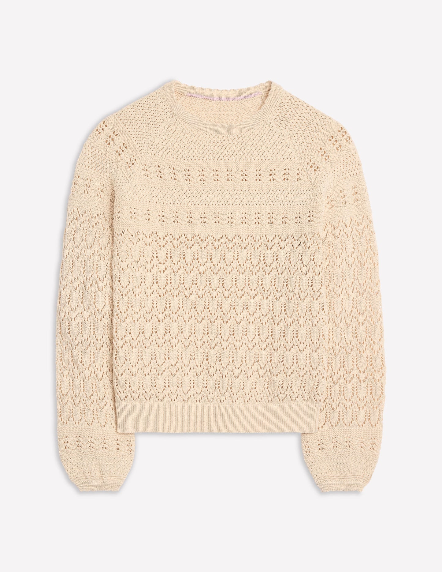 Cotton Stitch Crew Jumper-Warm Ivory
