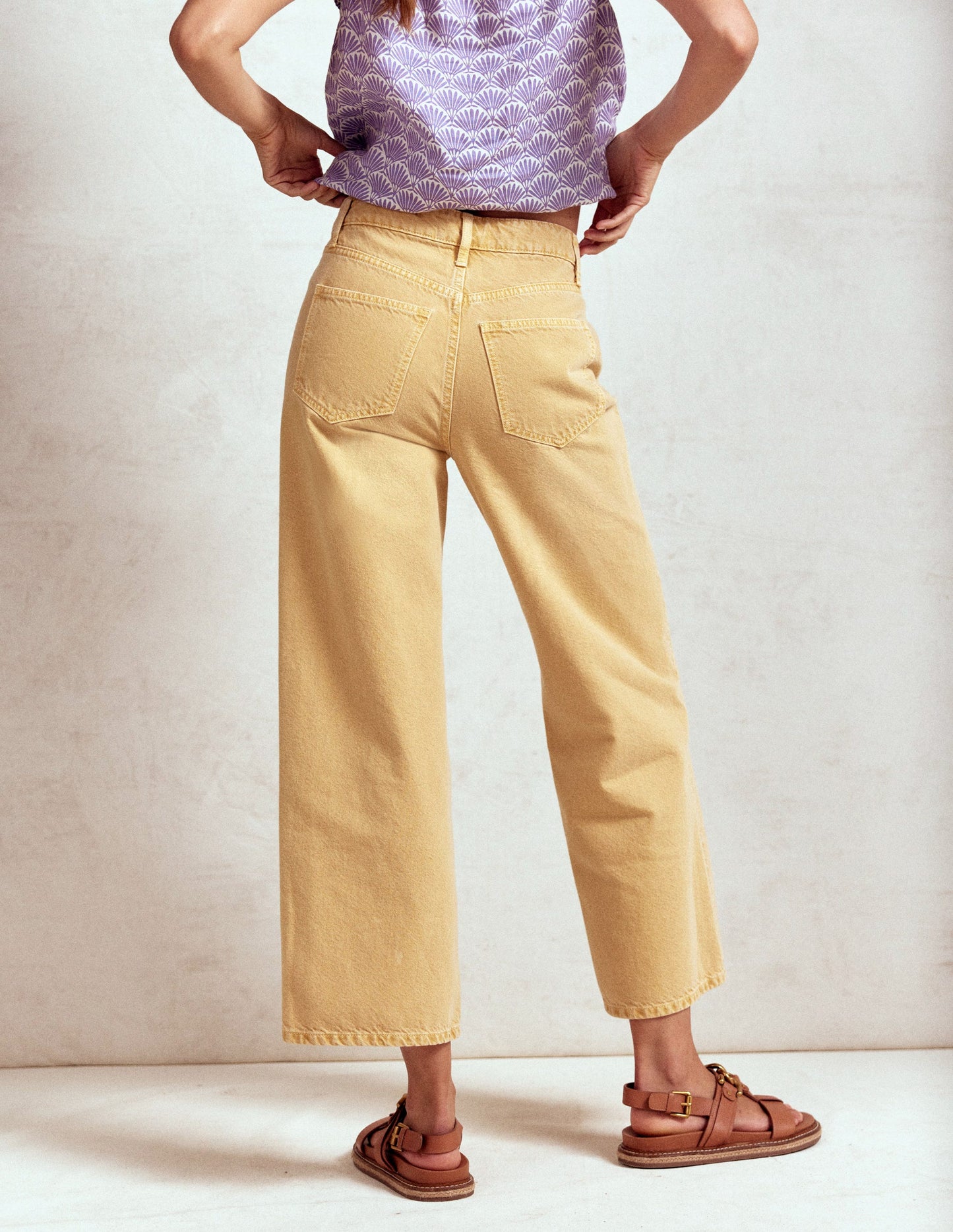High Rise Straight Crop Jeans-Buttermilk Yellow