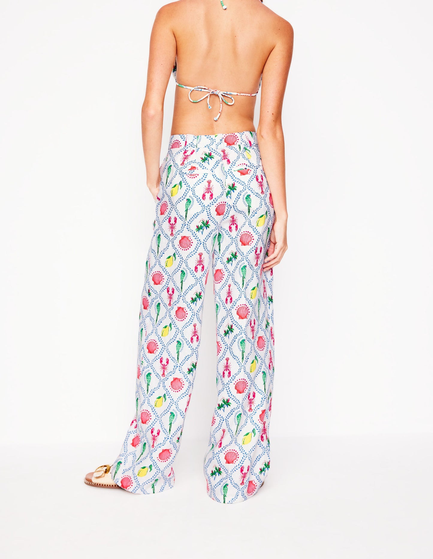 Westbourne Linen Trousers-Ivory, Tropical Bonanza Vine