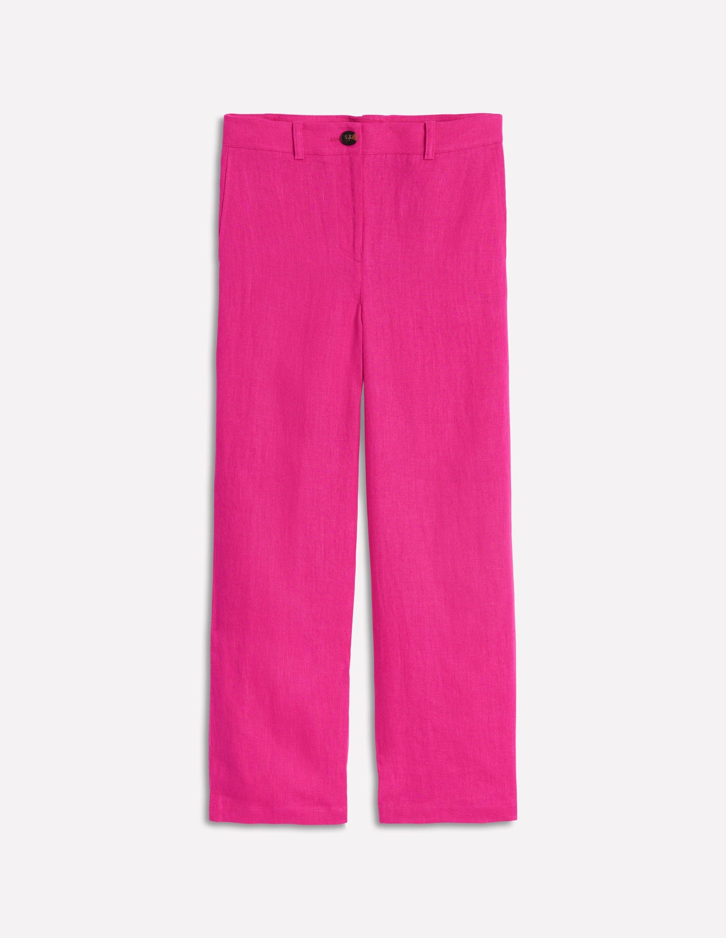 Westbourne Crop Linen Trousers-Pink Peony
