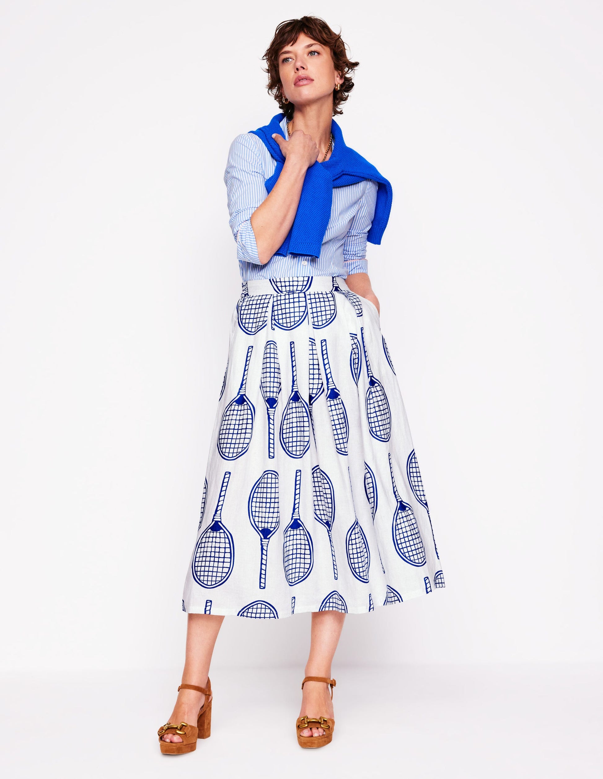 Verity Linen Midi Skirt-Ivory, Tennis-1