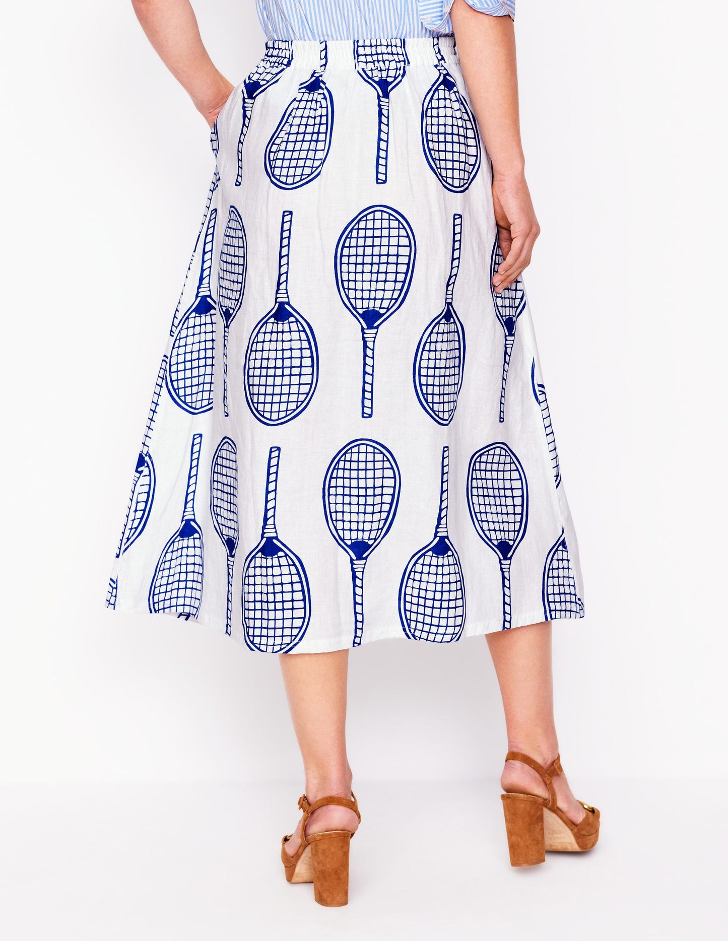 Verity Linen Midi Skirt-Ivory, Tennis