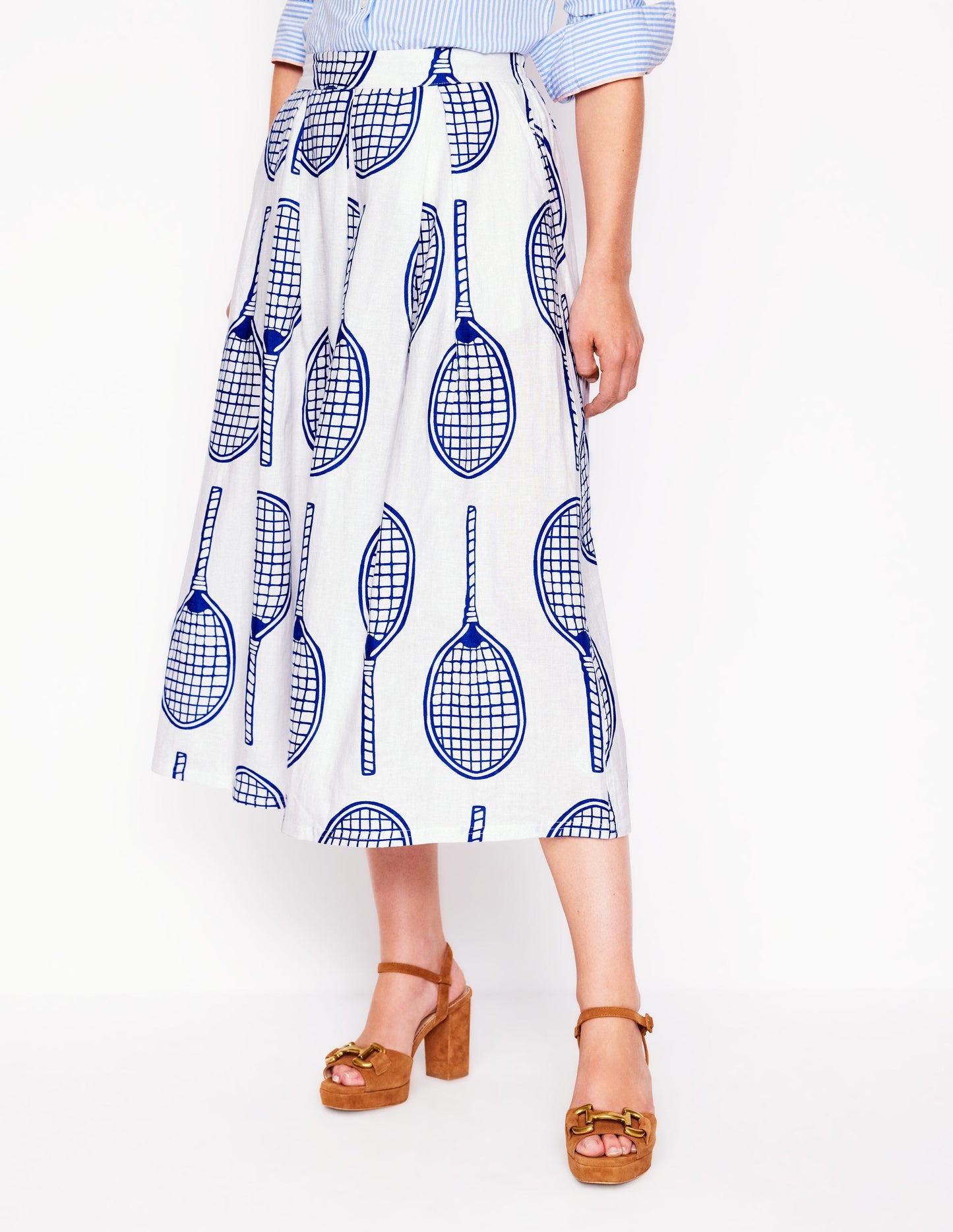 Verity Linen Midi Skirt-Ivory, Tennis