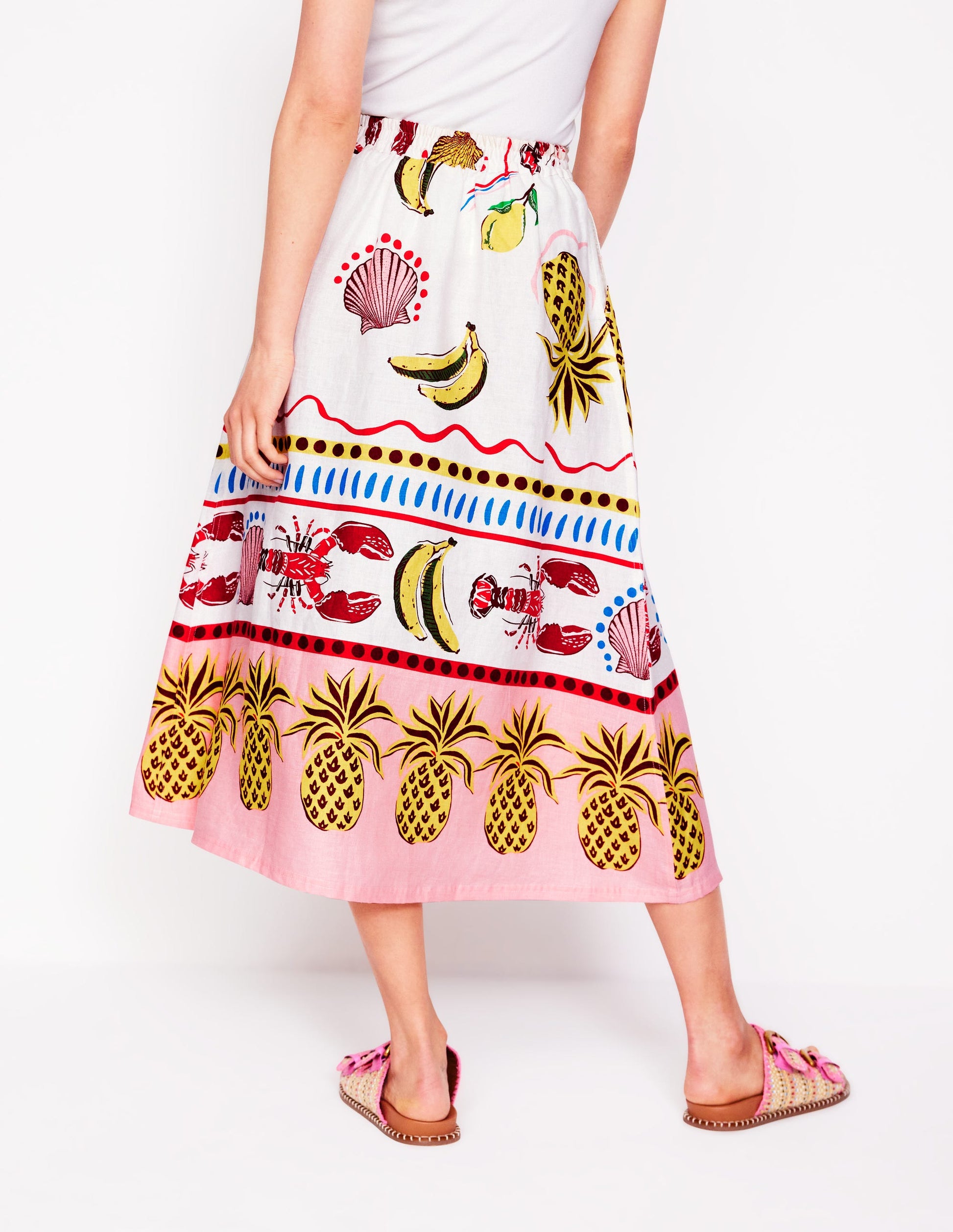 Verity Linen Midi Skirt-Multi, Tropical Bonanza-3