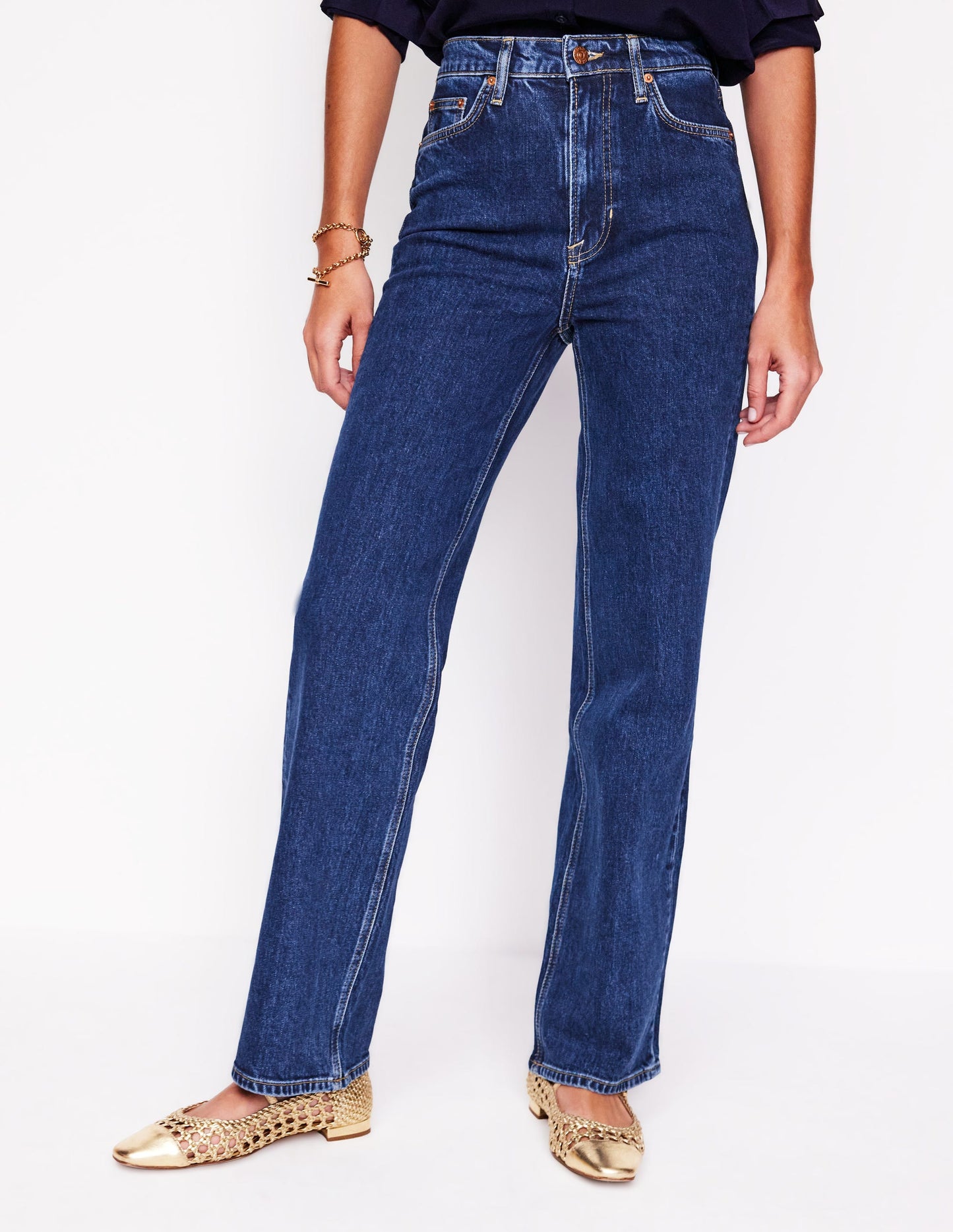 High Rise Column Leg Jeans-Dark Vintage
