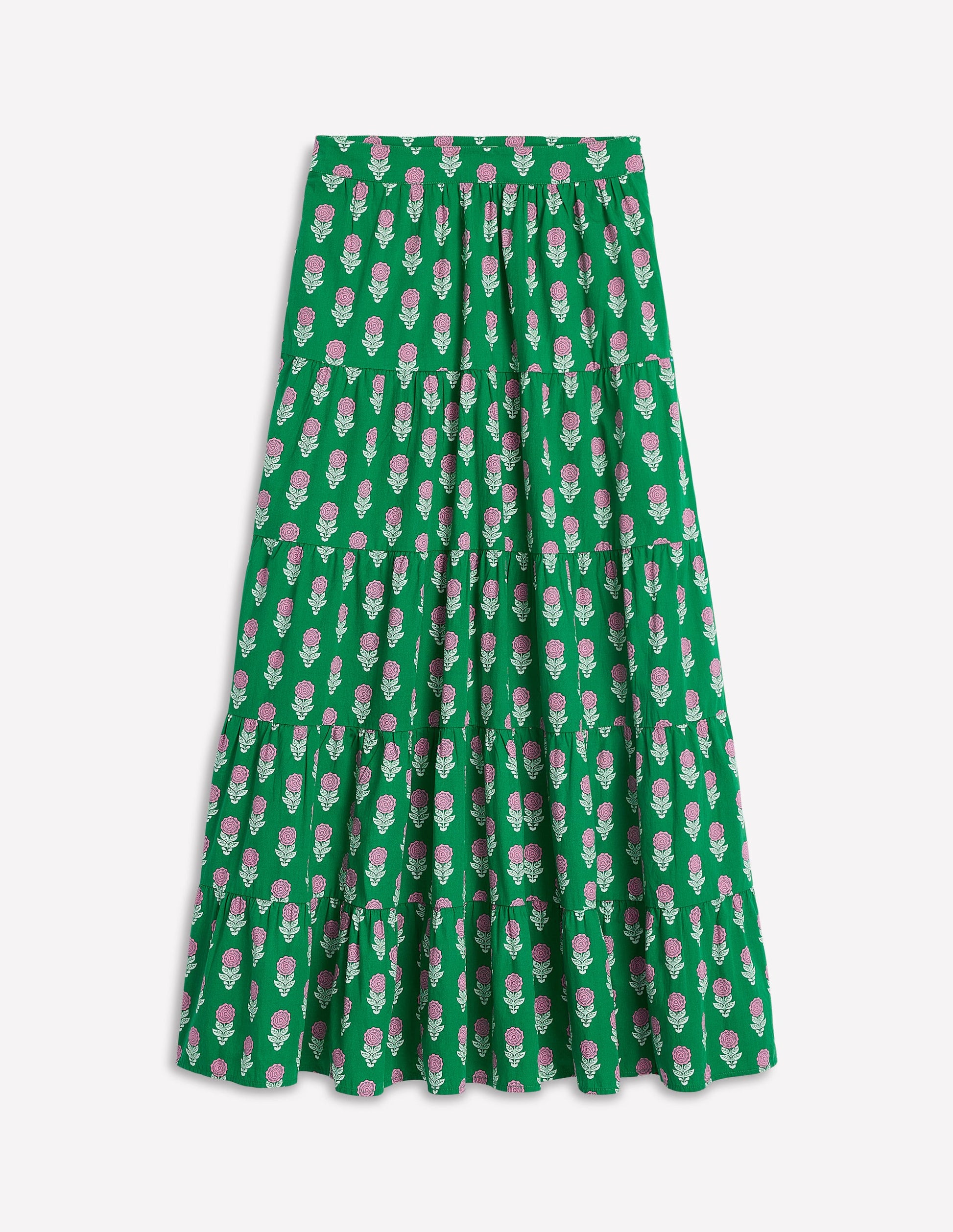 Nadia Poplin Maxi Skirt-Green Stamp, Dahlia Sprig-5