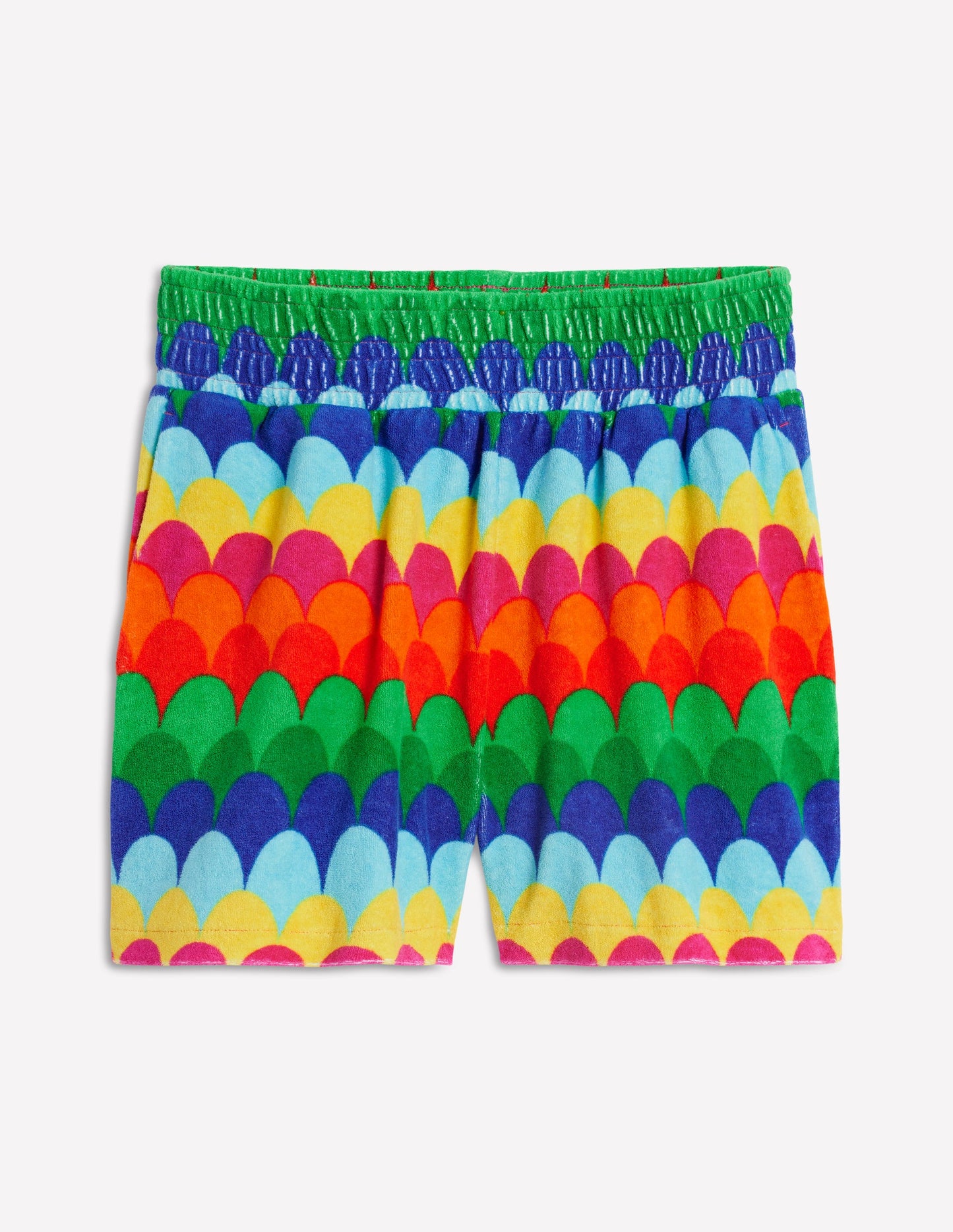 Smocked Towelling Short-Multi, Scallop Stripe