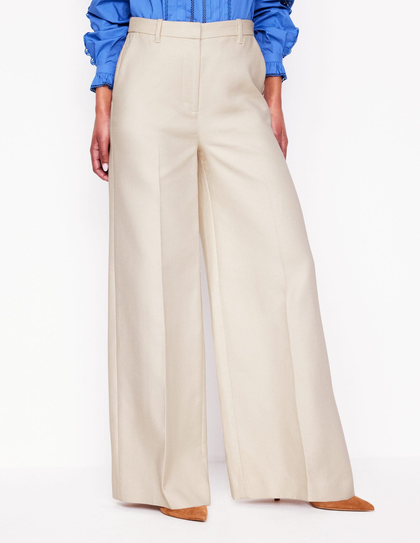 Wide Flare Trousers-Sandpiper Beige