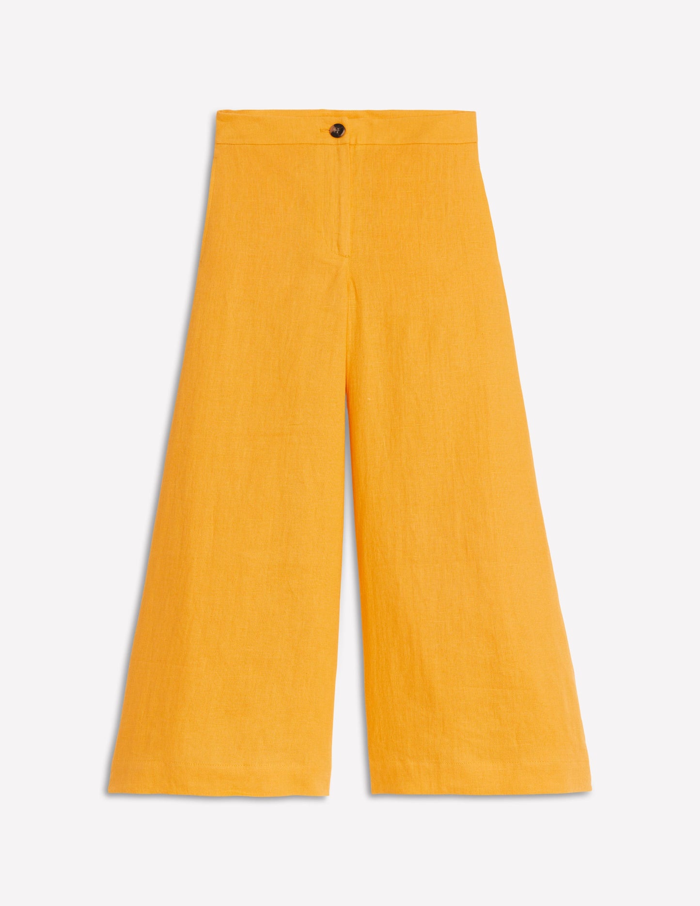 Wide Crop Linen Trousers-Summers Sun Yellow